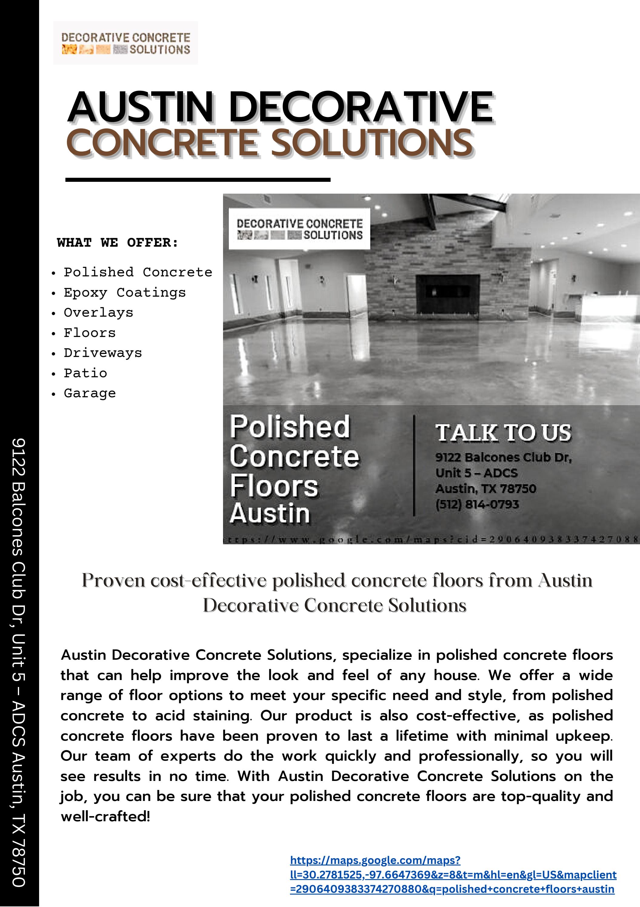 Proven costeffective polished concrete floors from Austin Decorative