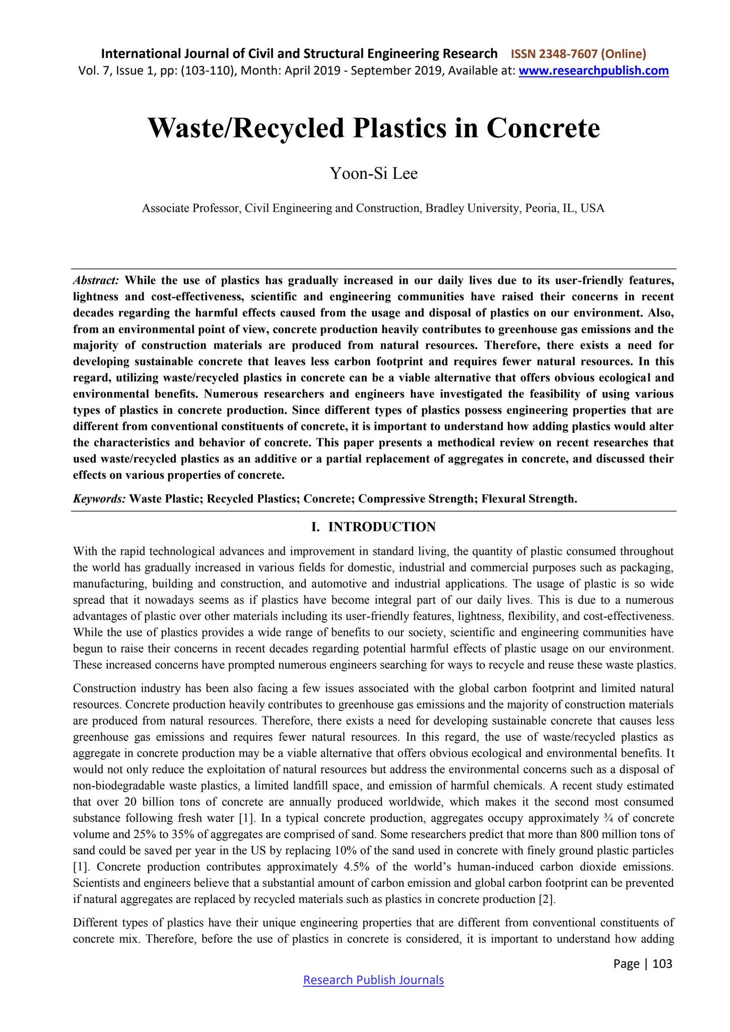 Waste/Recycled Plastics in Concrete by Research Publish Journals - Issuu