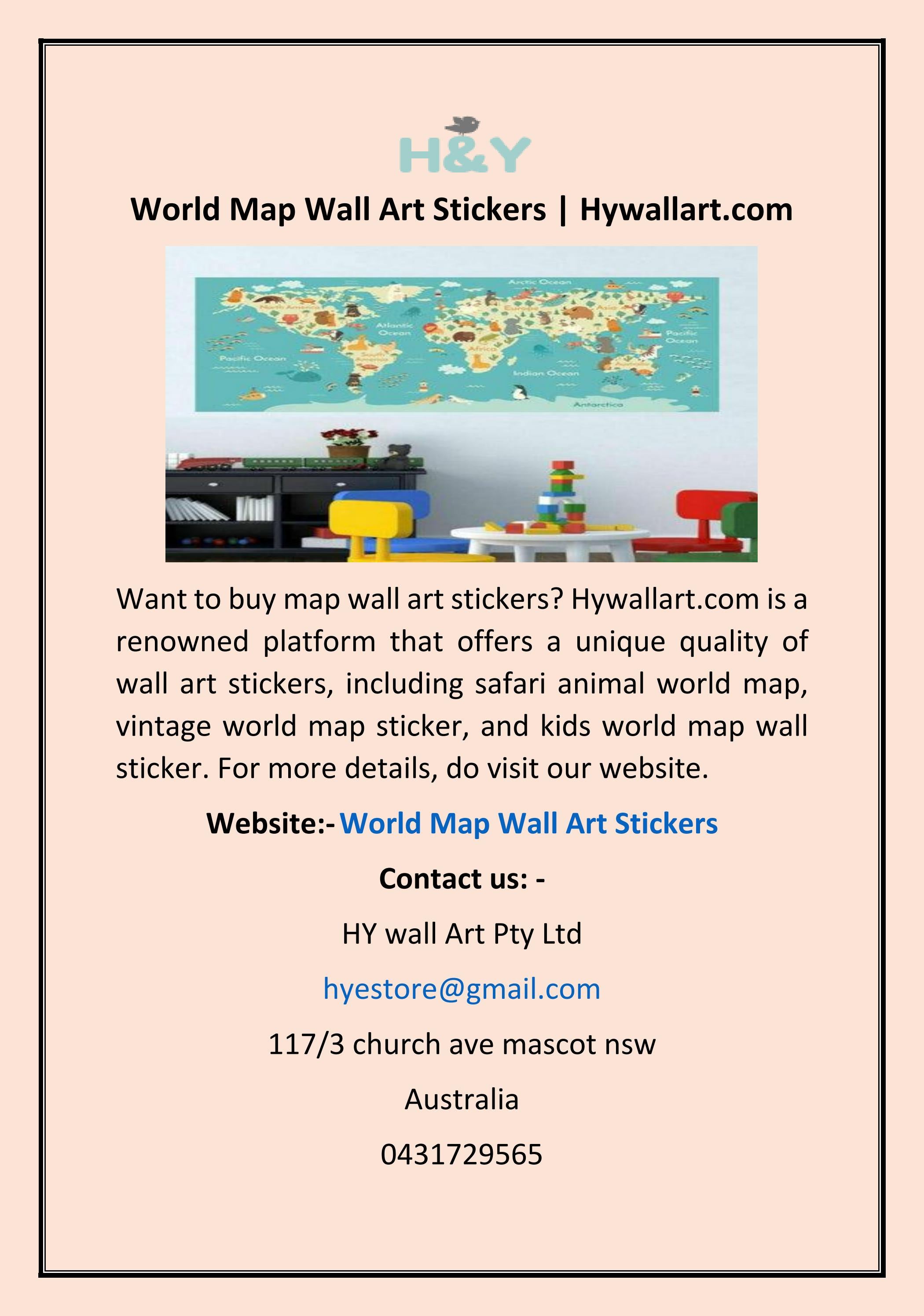 World Map Wall Art Stickers by HY wall Art Pty Ltd Issuu