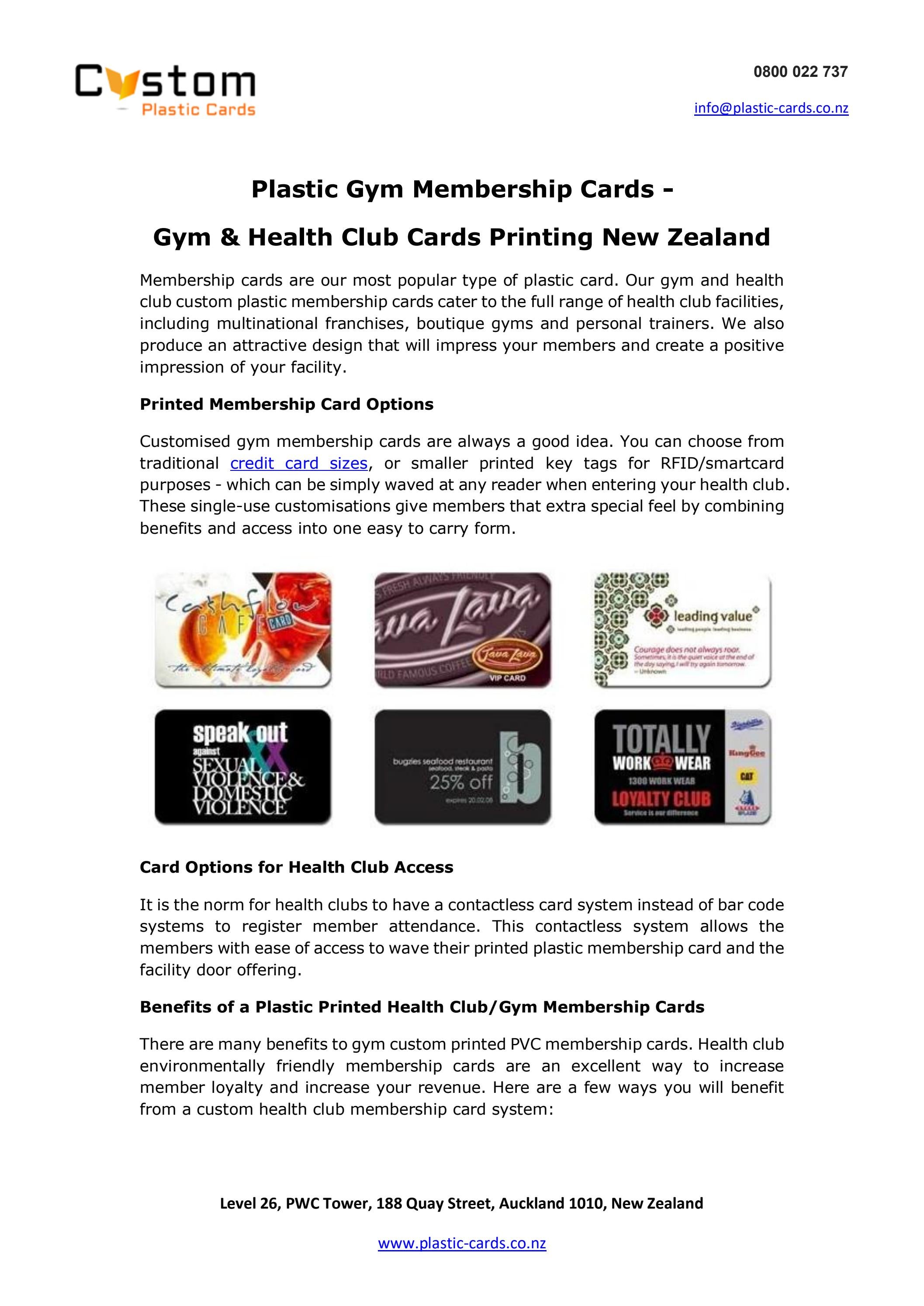 Plastic Gym Membership Cards Gym & Health Club Cards Printing New Zealand by Plastic Card