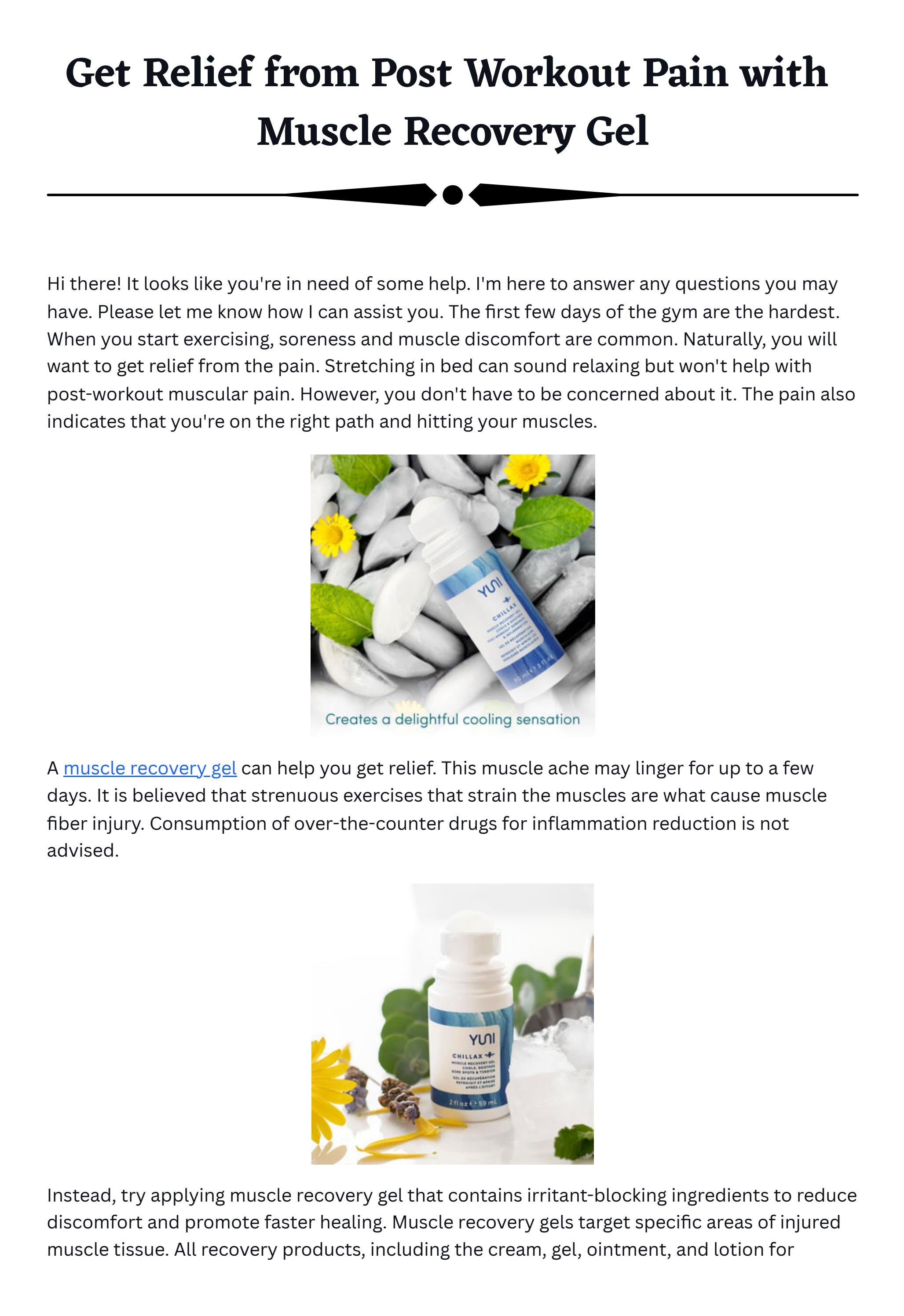 Get Relief from Post Workout Pain with Muscle Recovery Gel by Jacrit