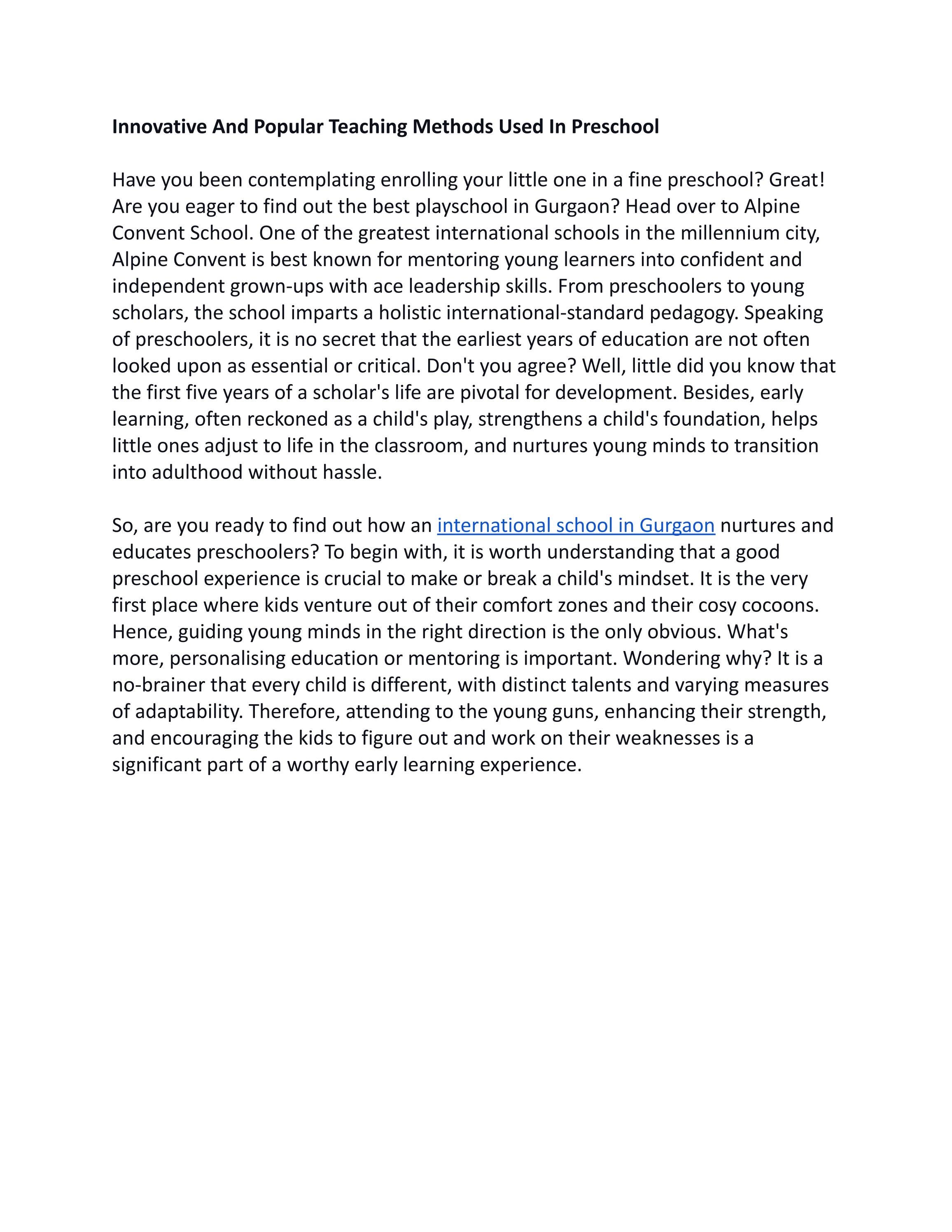 What Are The Creative Teaching Methods Used In Preschools by mohit Issuu