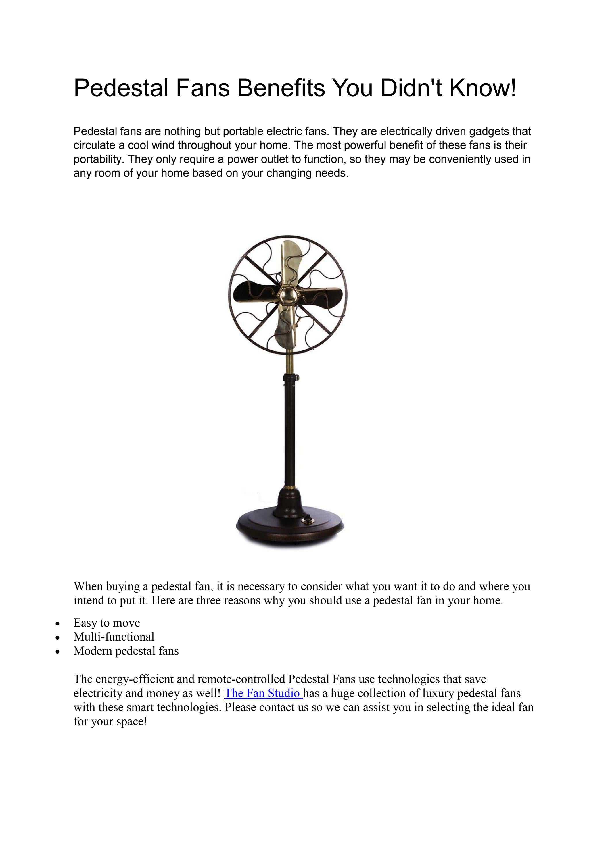 Pedestal Fans Benefits You Didn't Know! by The Fan Studio Issuu