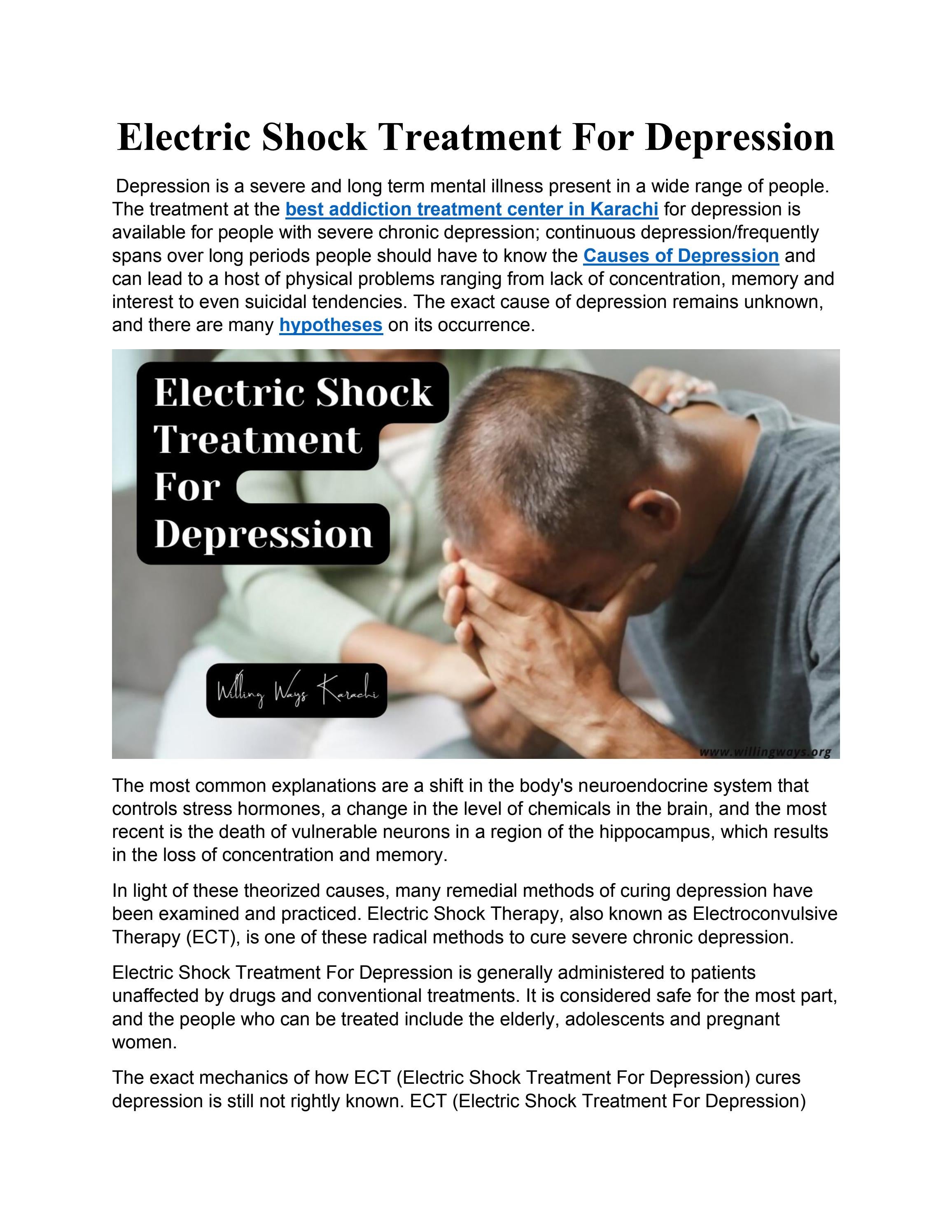 Electric Shock Treatment For Depression by willingwayskarachi Issuu