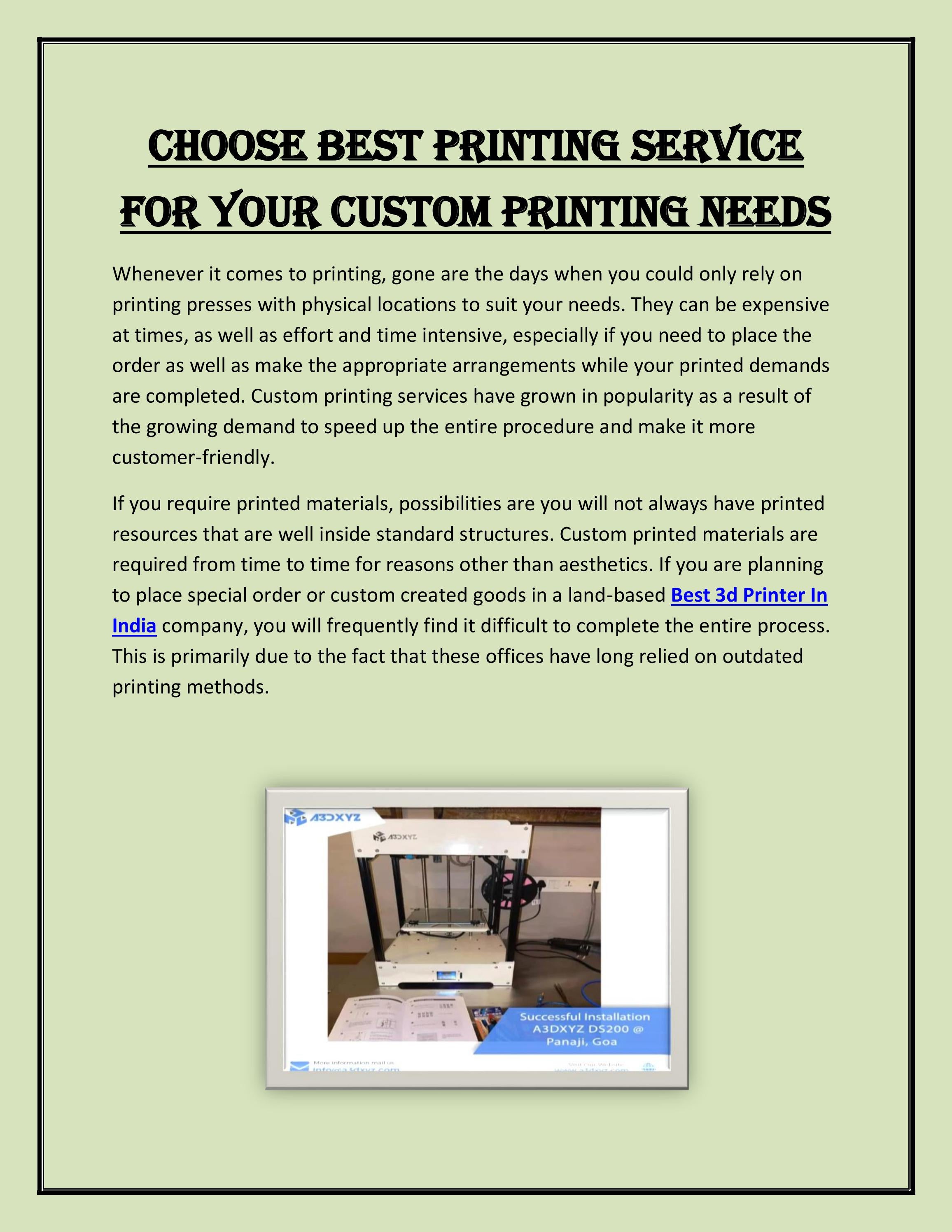 Choose Best Printing Service For Your Custom Printing Needs by Innovhub Systems Pvt. Ltd. Issuu