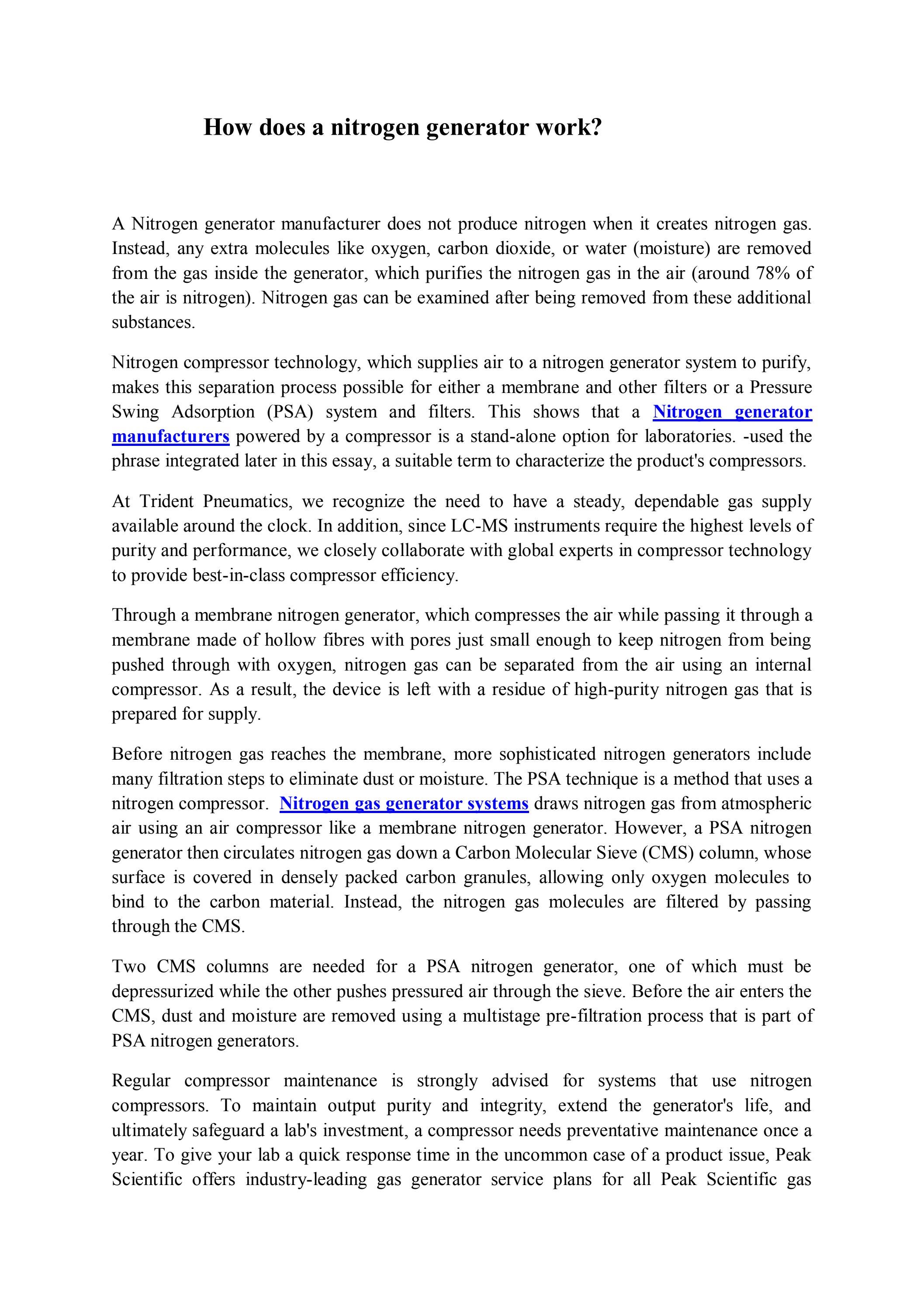 How does a nitrogen generator work? by Trident Pneumatics Issuu
