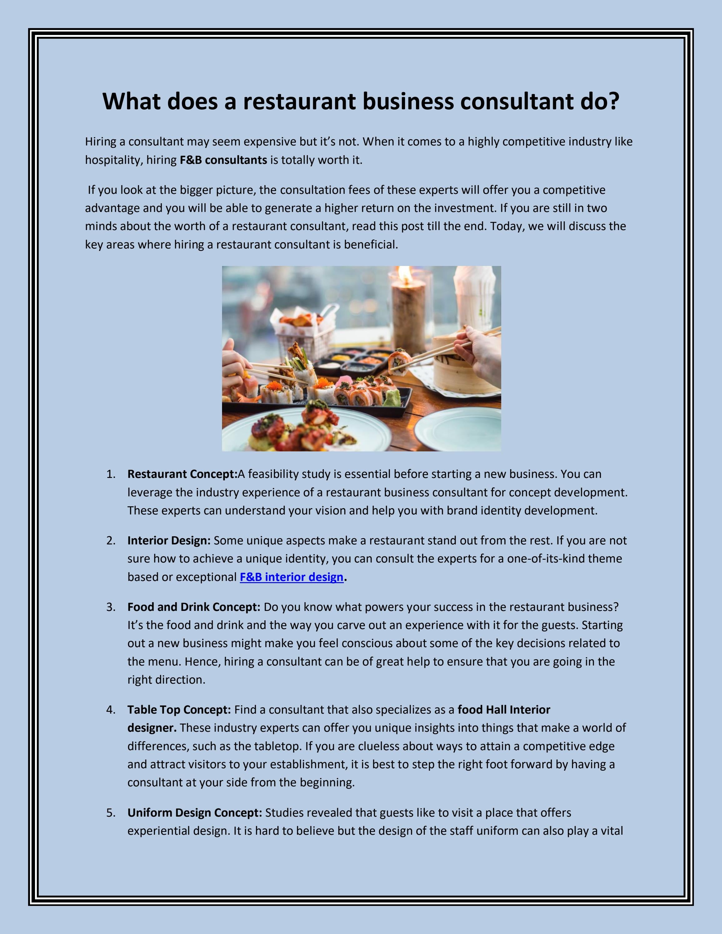 What does a restaurant business consultant do? by Soho Hospitality - Issuu