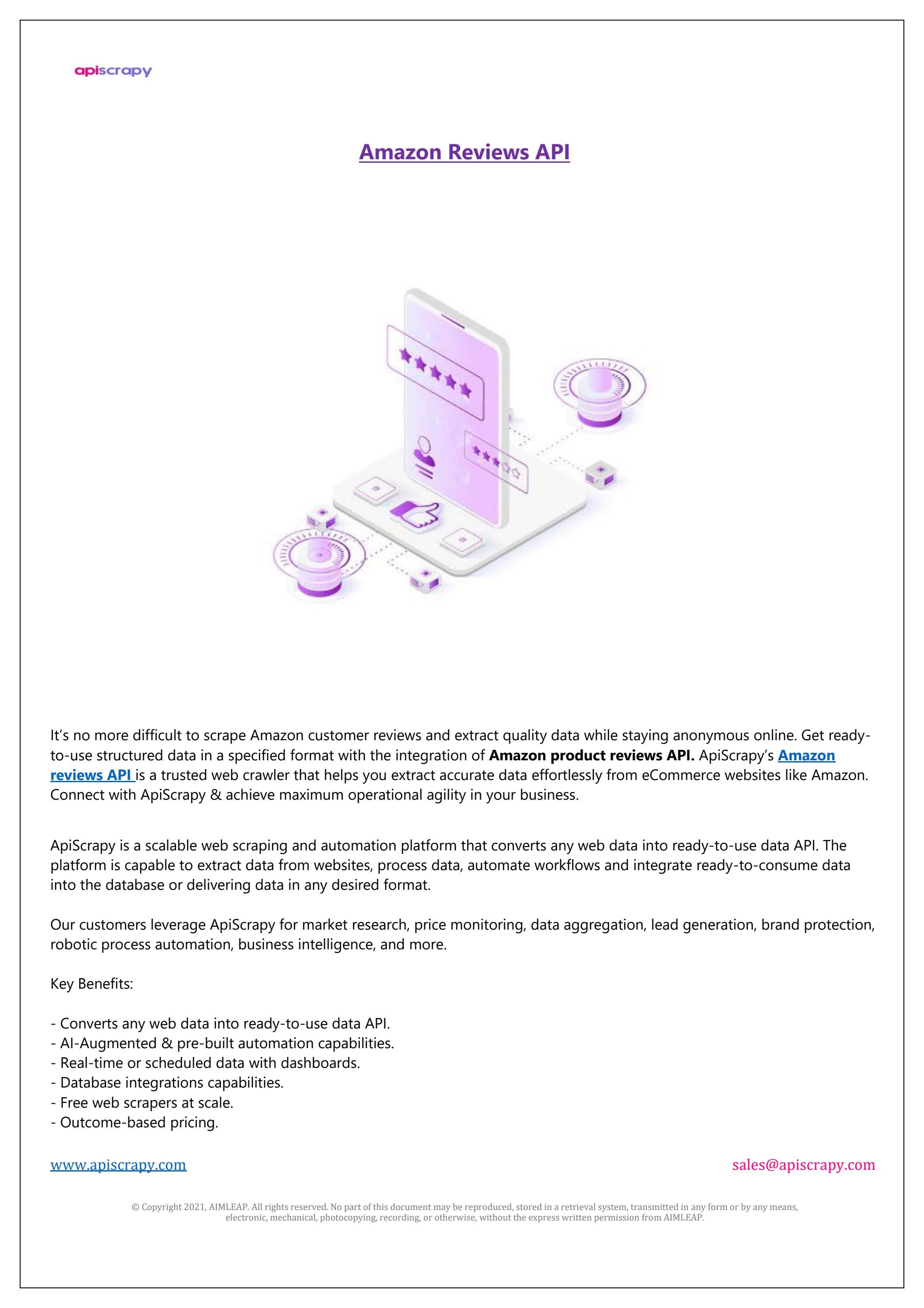 Amazon Reviews API by ApiScrapy Issuu