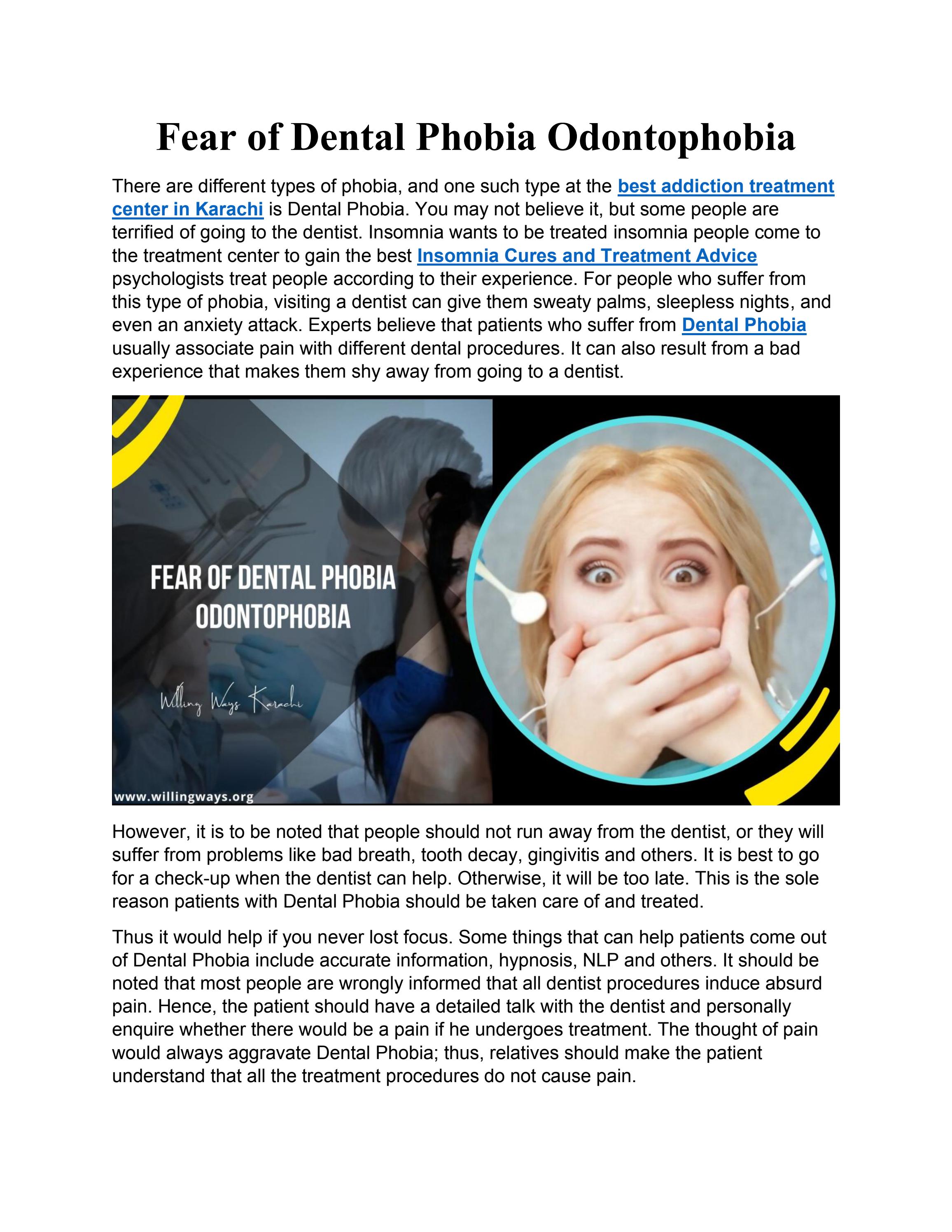 Fear of Dental Phobia Odontophobia by willingwayskarachi Issuu