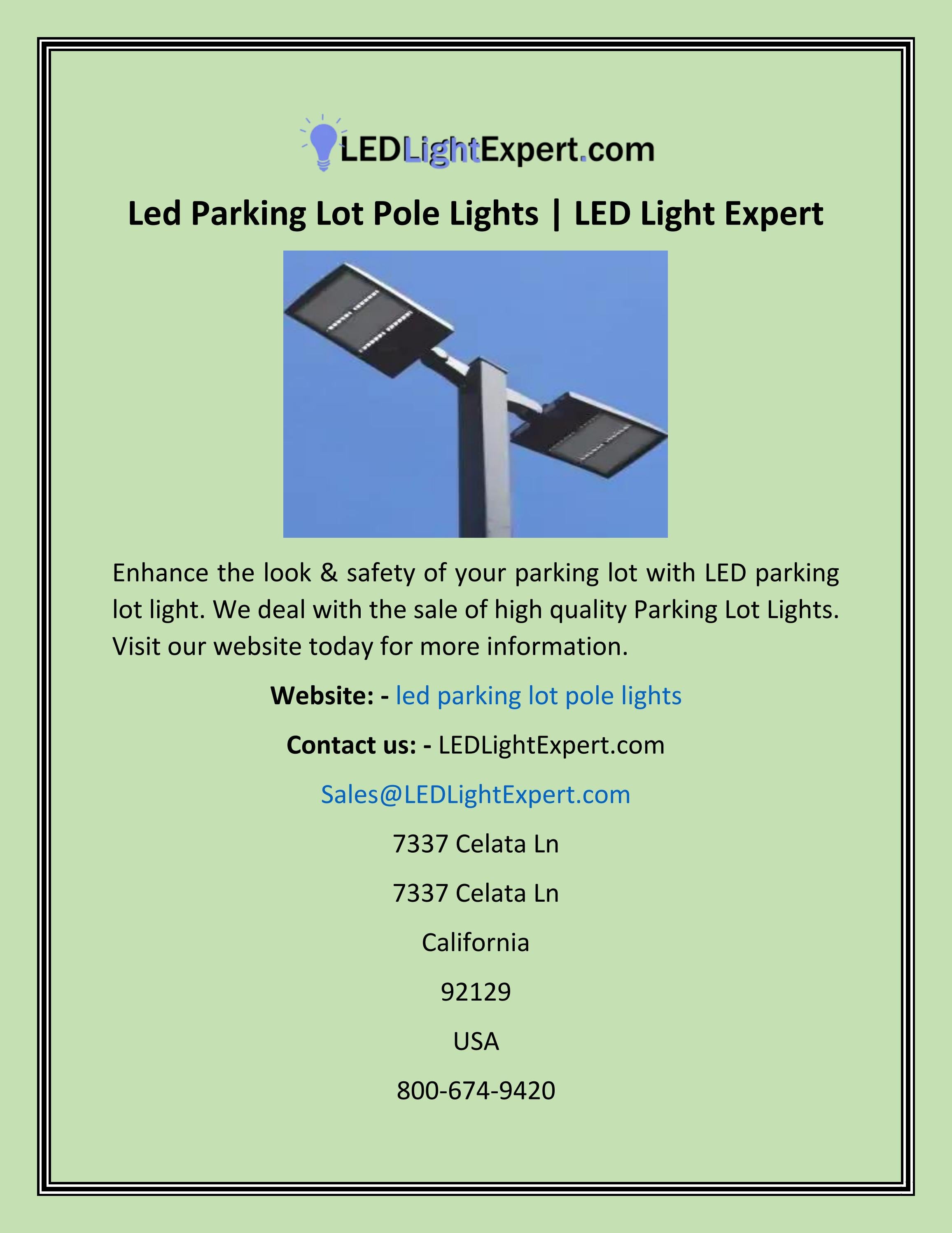 Led Parking Lot Pole Lights LED Light Expert by