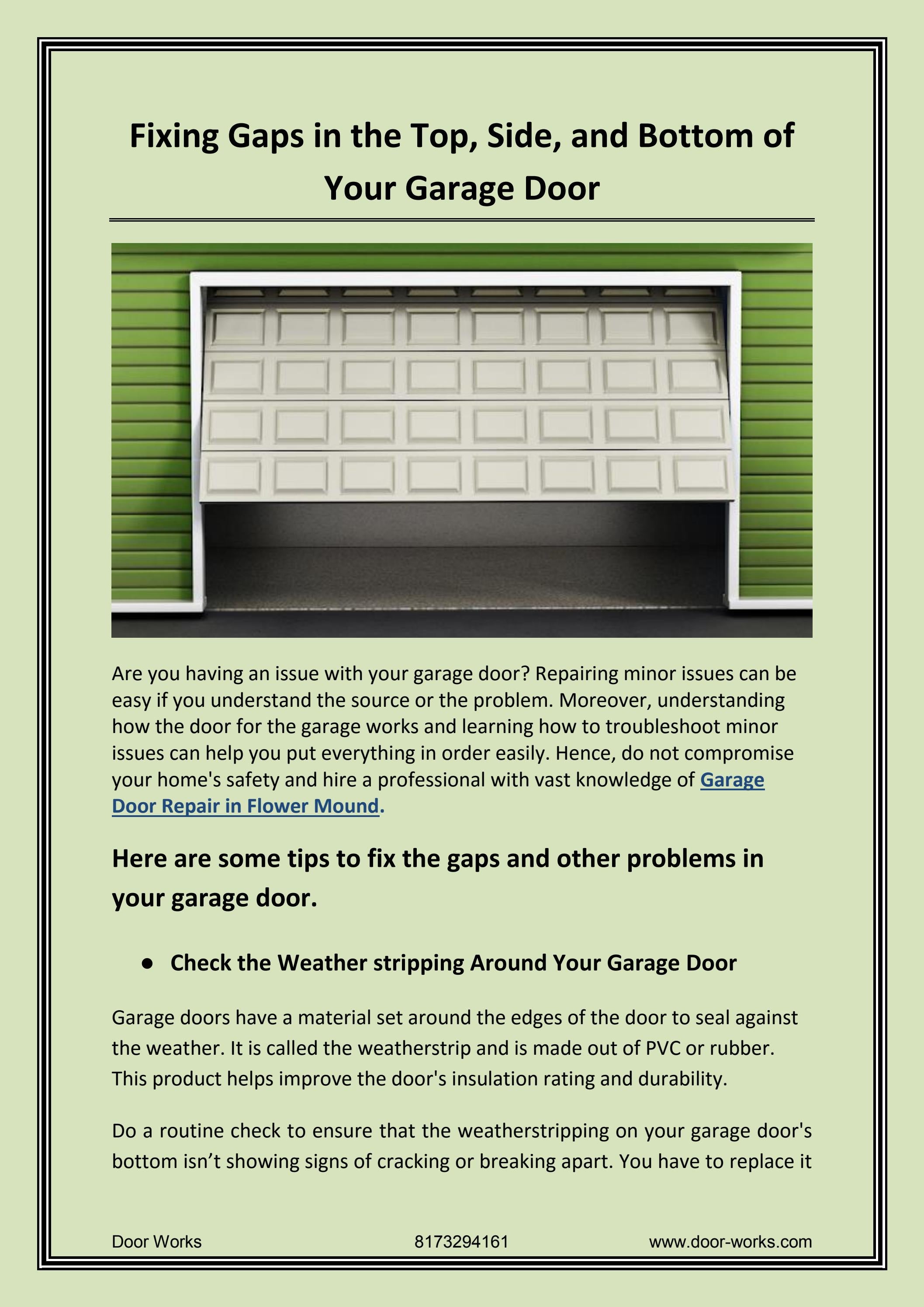 Fixing Gaps in the Top, Side, and Bottom of Your Garage Door by Door