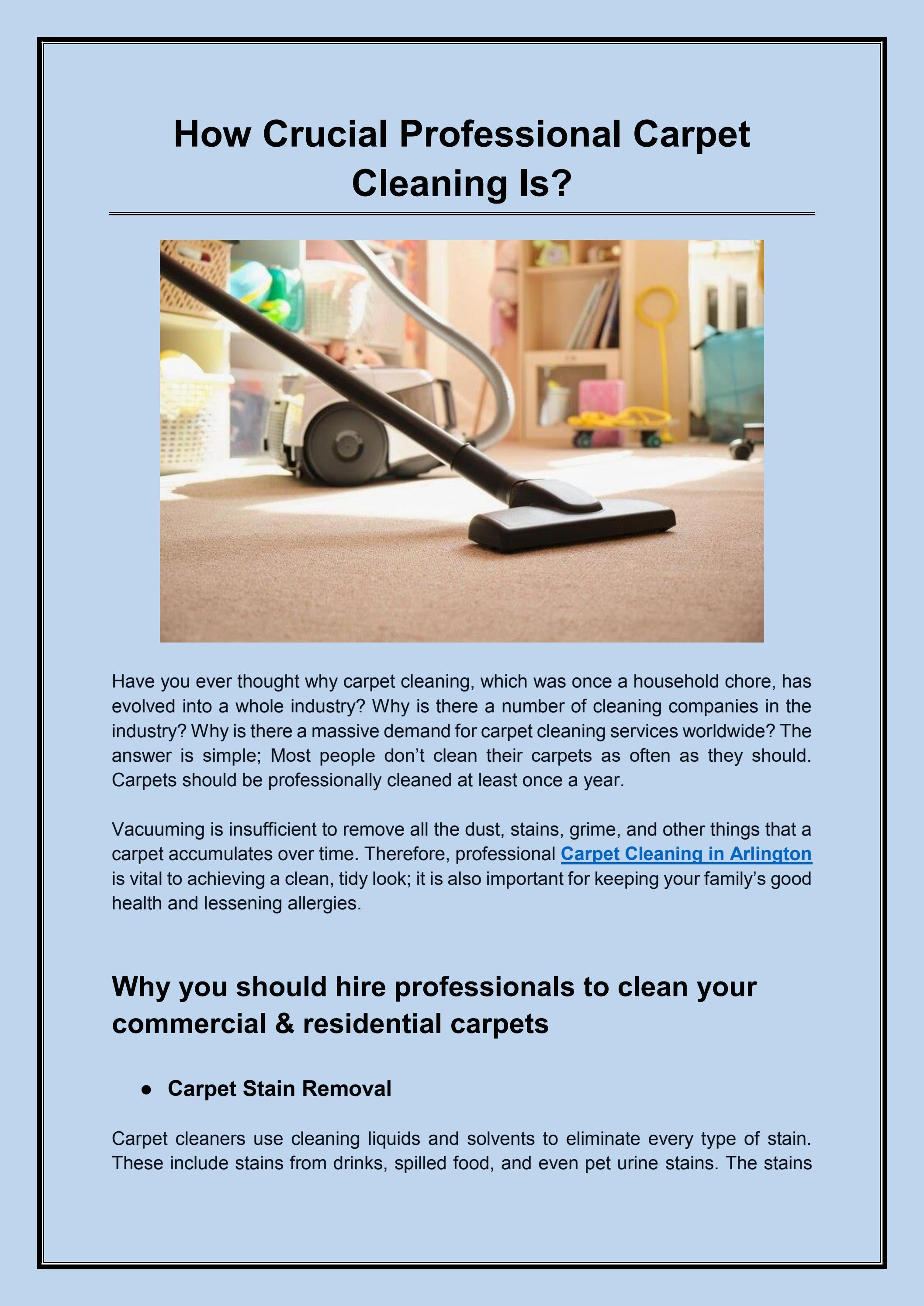 How Crucial Professional Carpet Cleaning Is? by United Carpet Cleaning