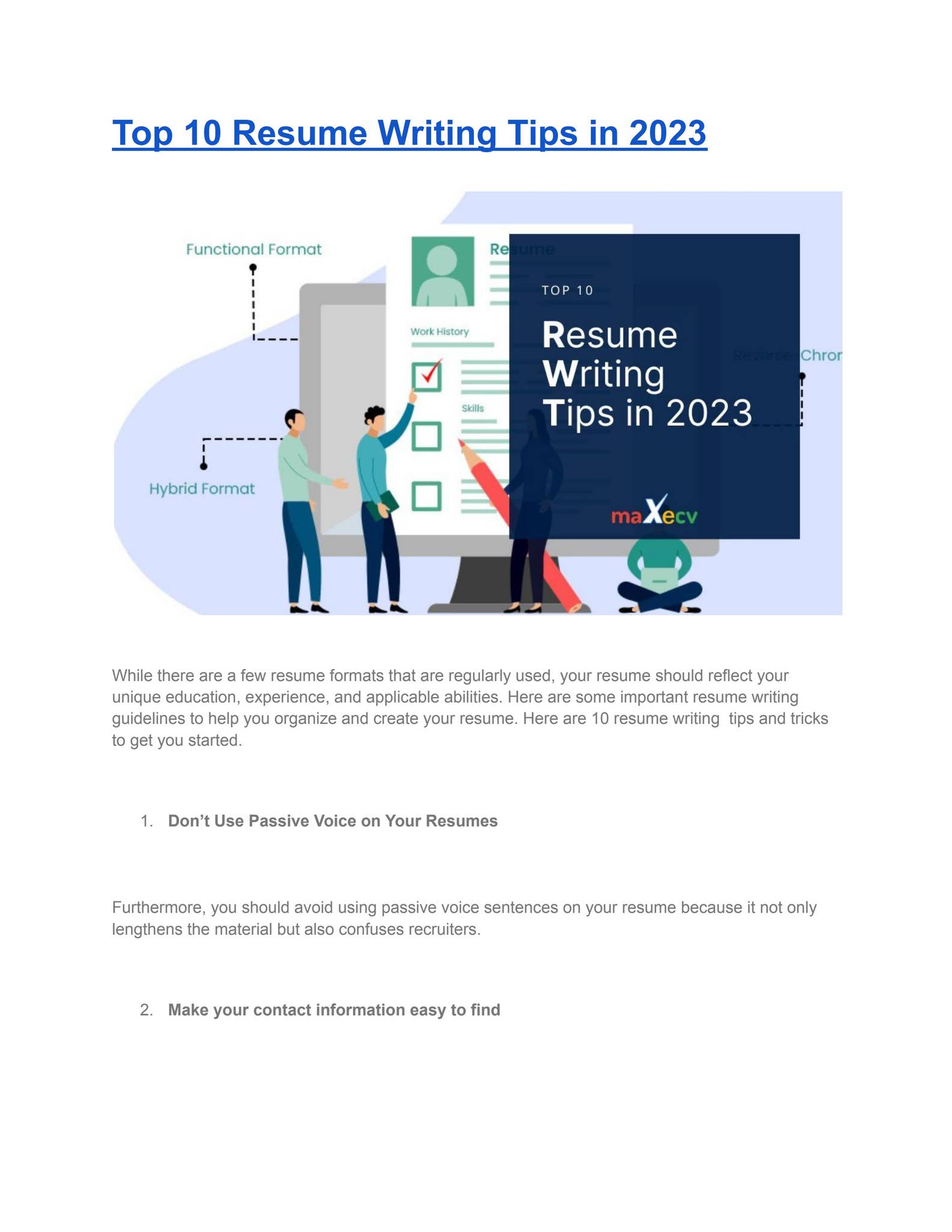 Top 10 Resume Writing Tips In 2023 By Maxecv Issuu