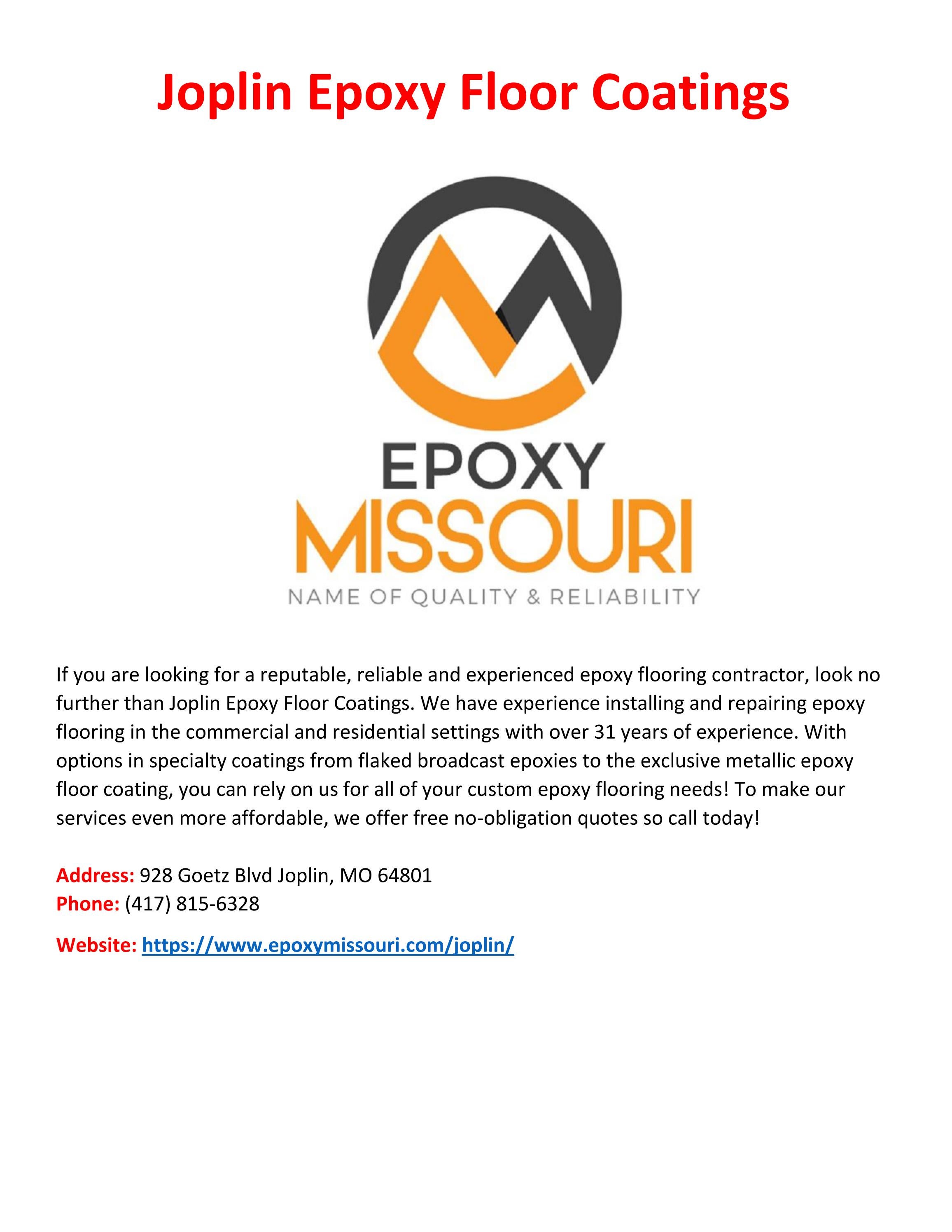 Joplin Epoxy Floor Coatings by Missouri Epoxy Floor Coatings Issuu