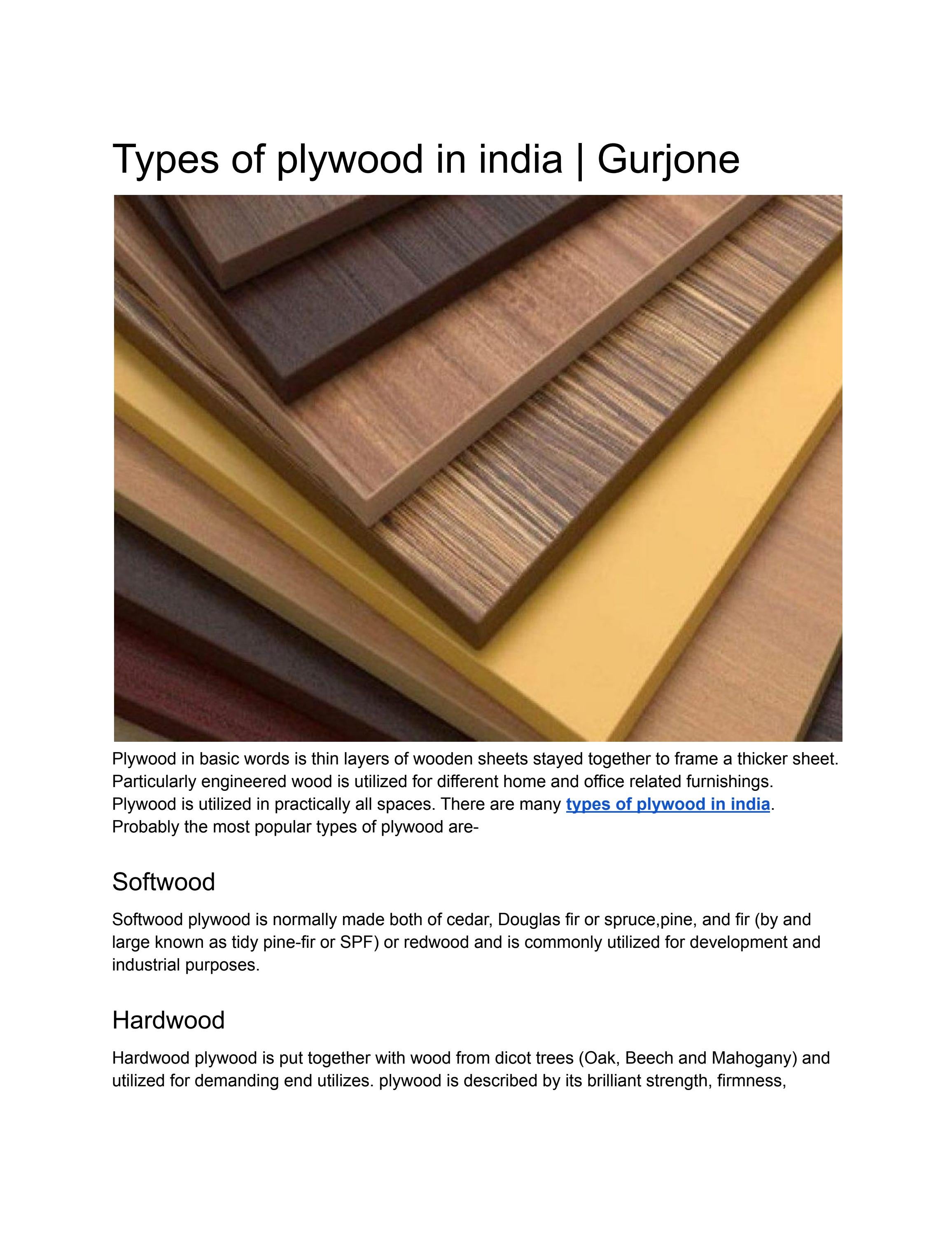 Types Of Plywood In India Gurjone By Gurjoneplywood Issuu