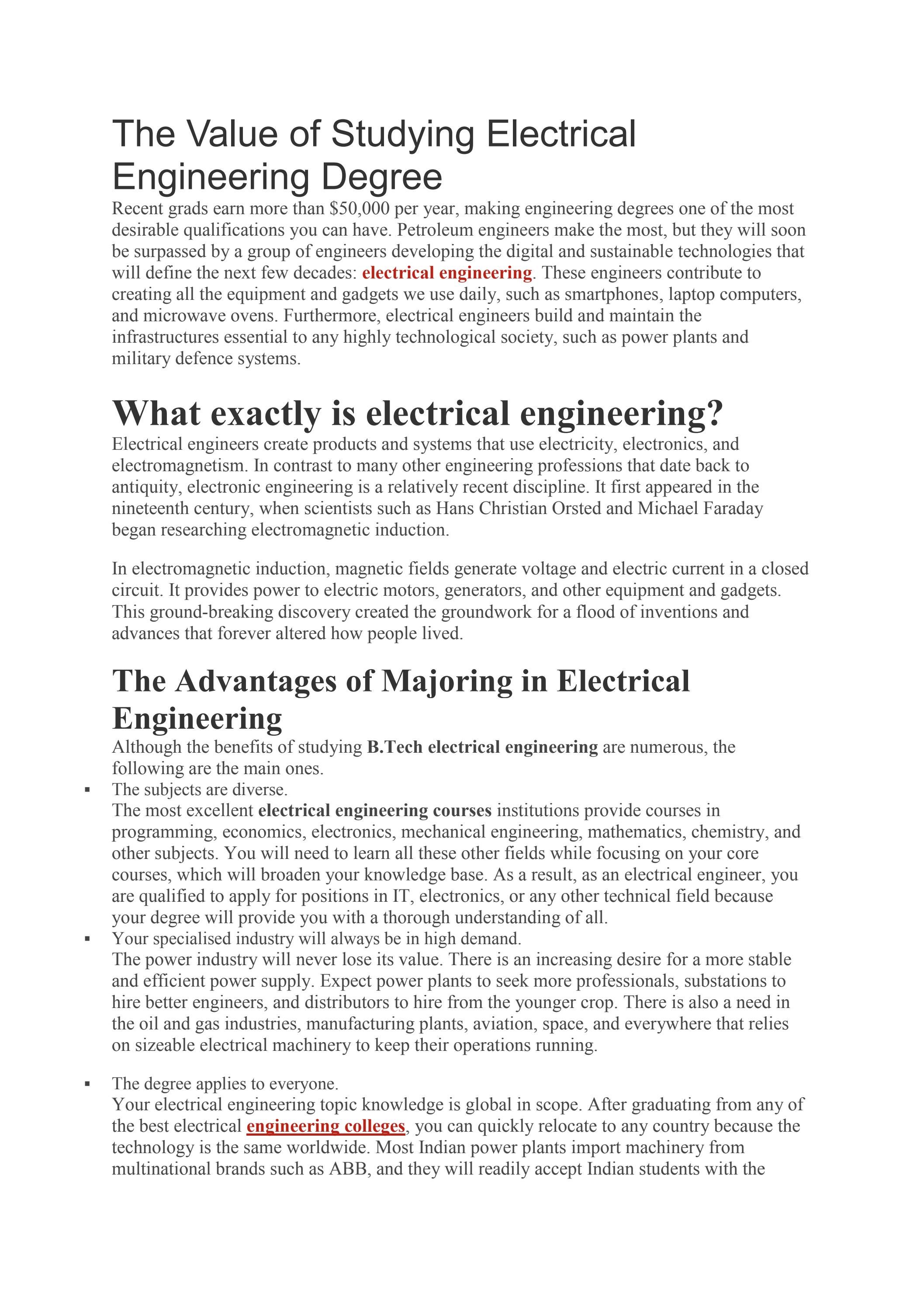 The Value of Studying Electrical Engineering Degree by uemjaipurcollege