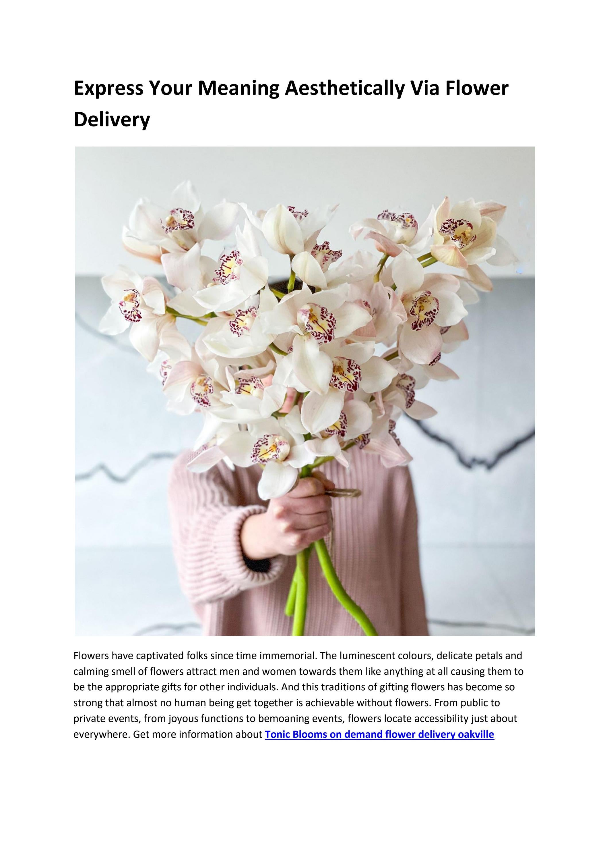 Tonic Blooms same day flower delivery oakville by Thomas Shaw Issuu