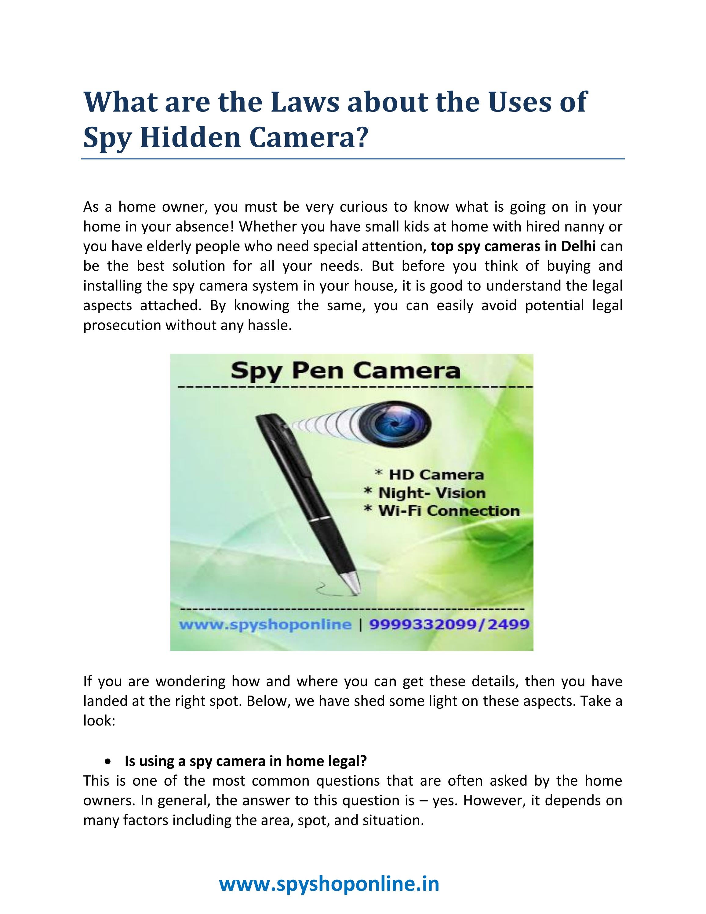 What are the Laws about the Uses of Spy Hidden Camera? by Spy Shop