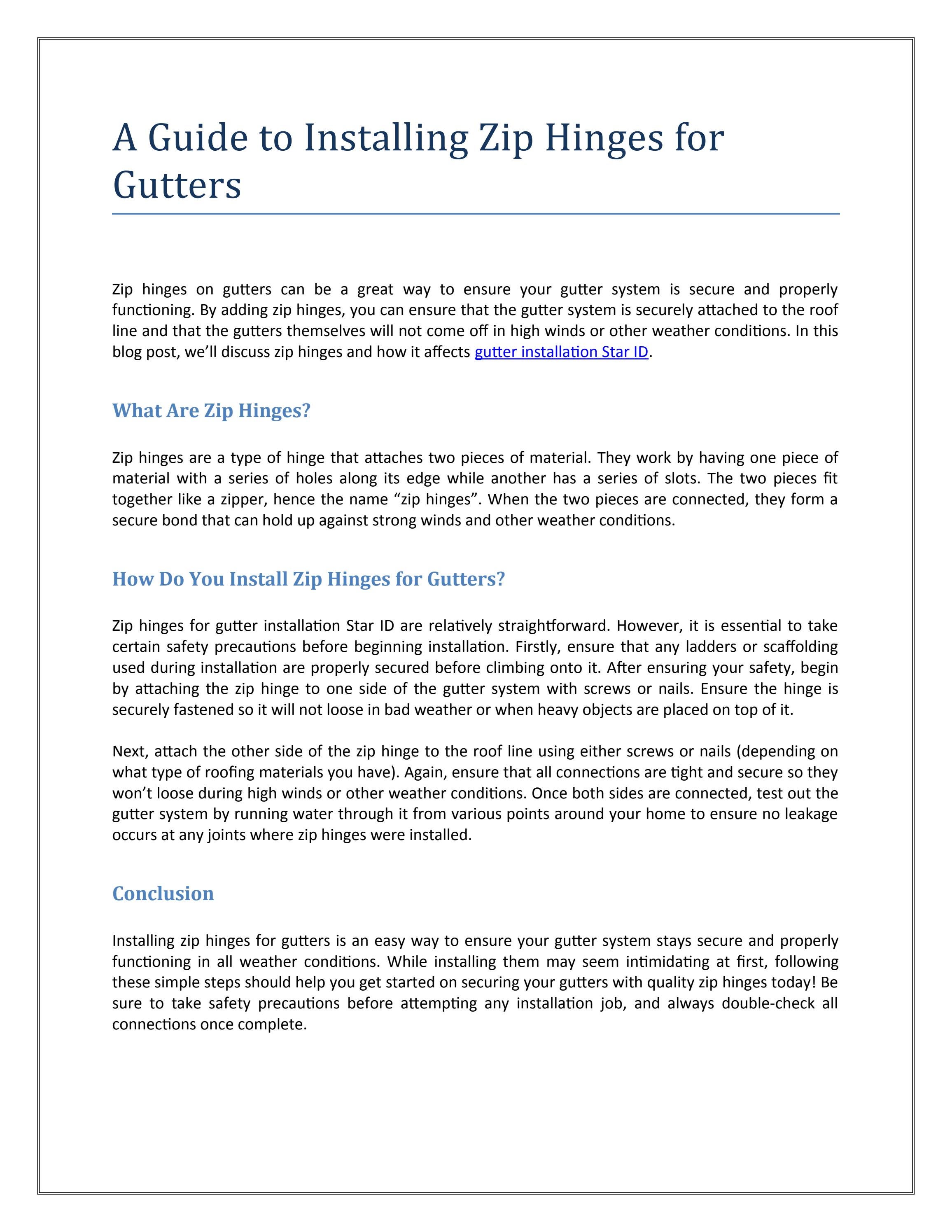 A Guide to Installing Zip Hinges for Gutters by idahogutter Issuu