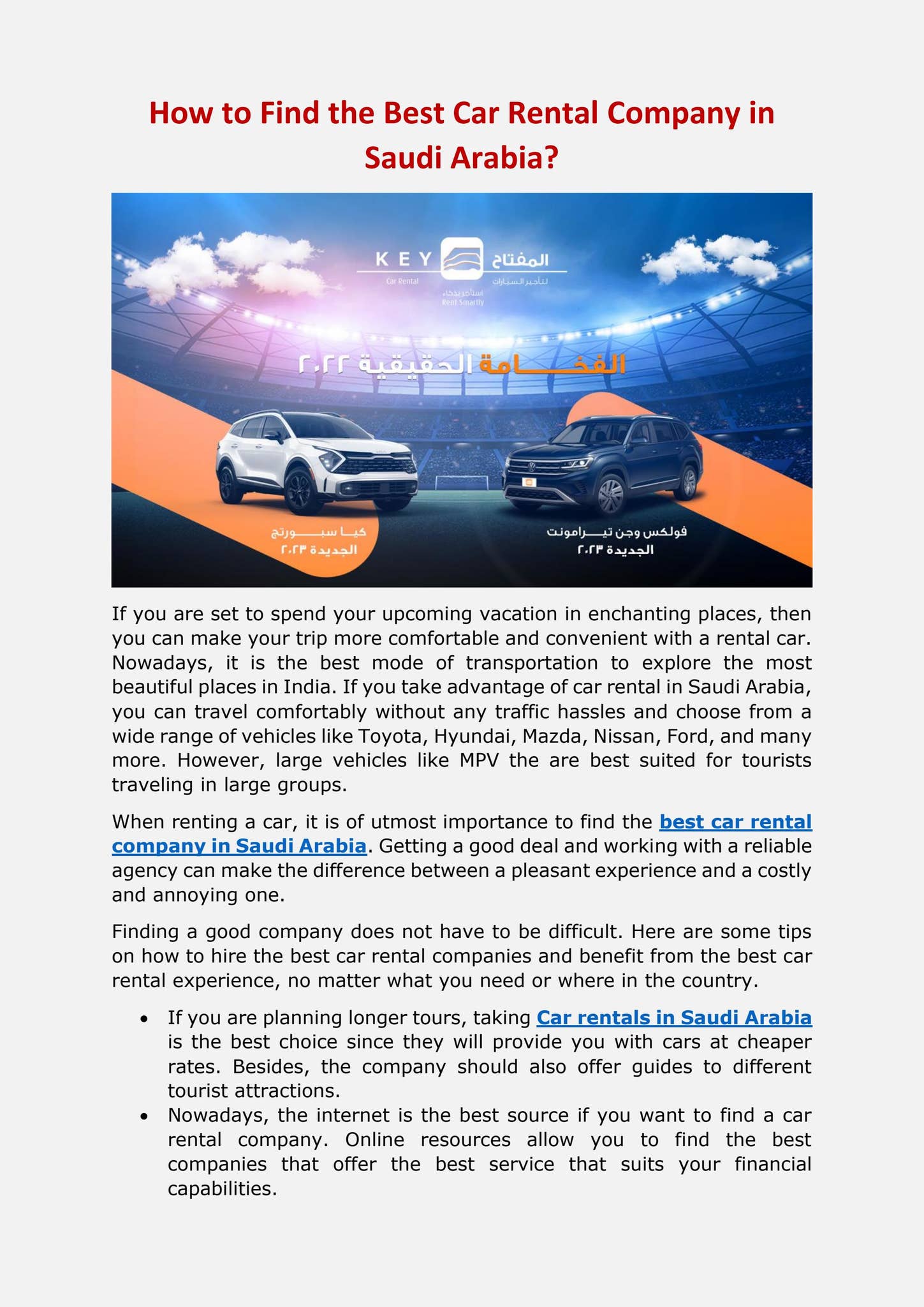Key Car Rental Saudi How to Find the Best Car Rental Company in Saudi Arabia? by ...