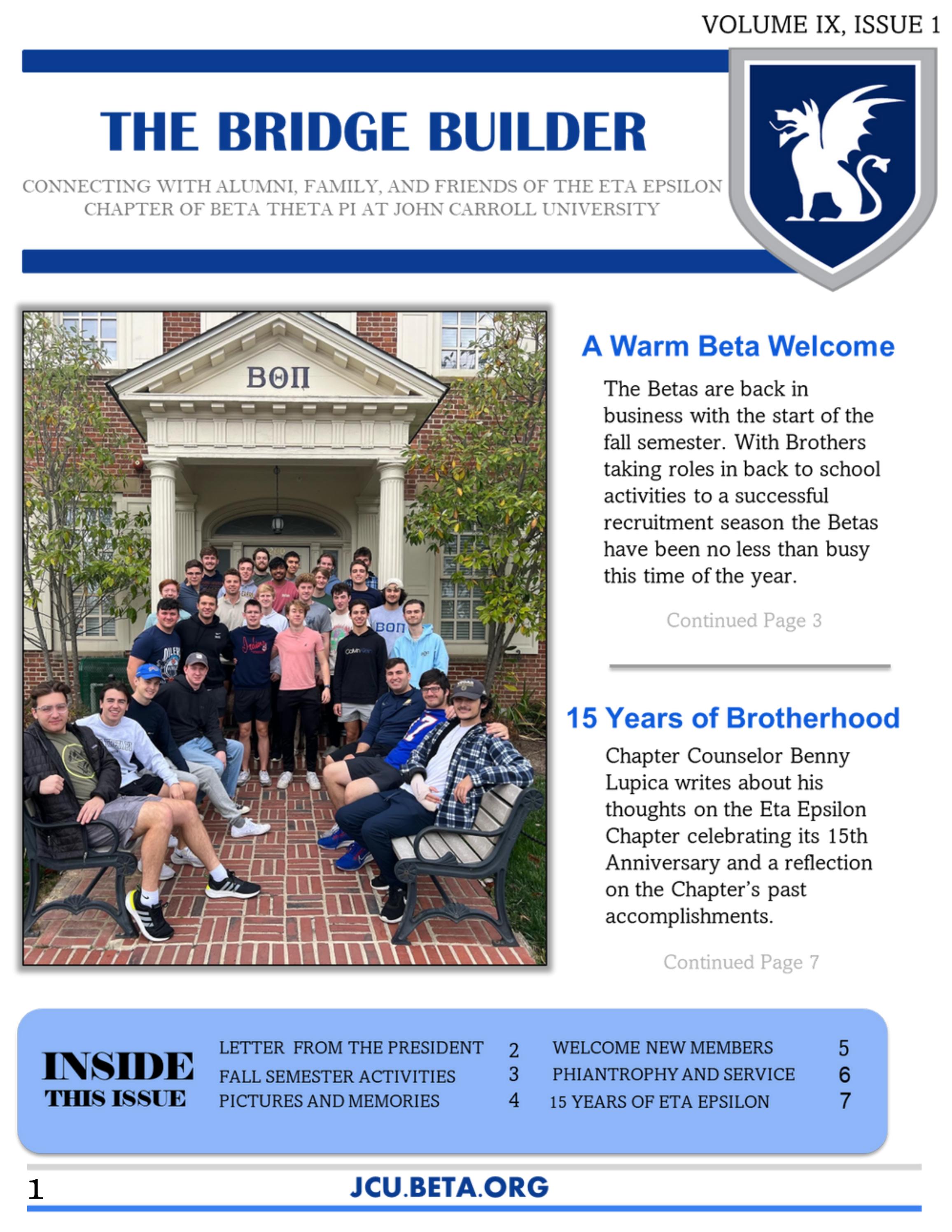 The Bridge Builder Winter 2022 by JCU Chapter of Beta Theta Pi - Issuu