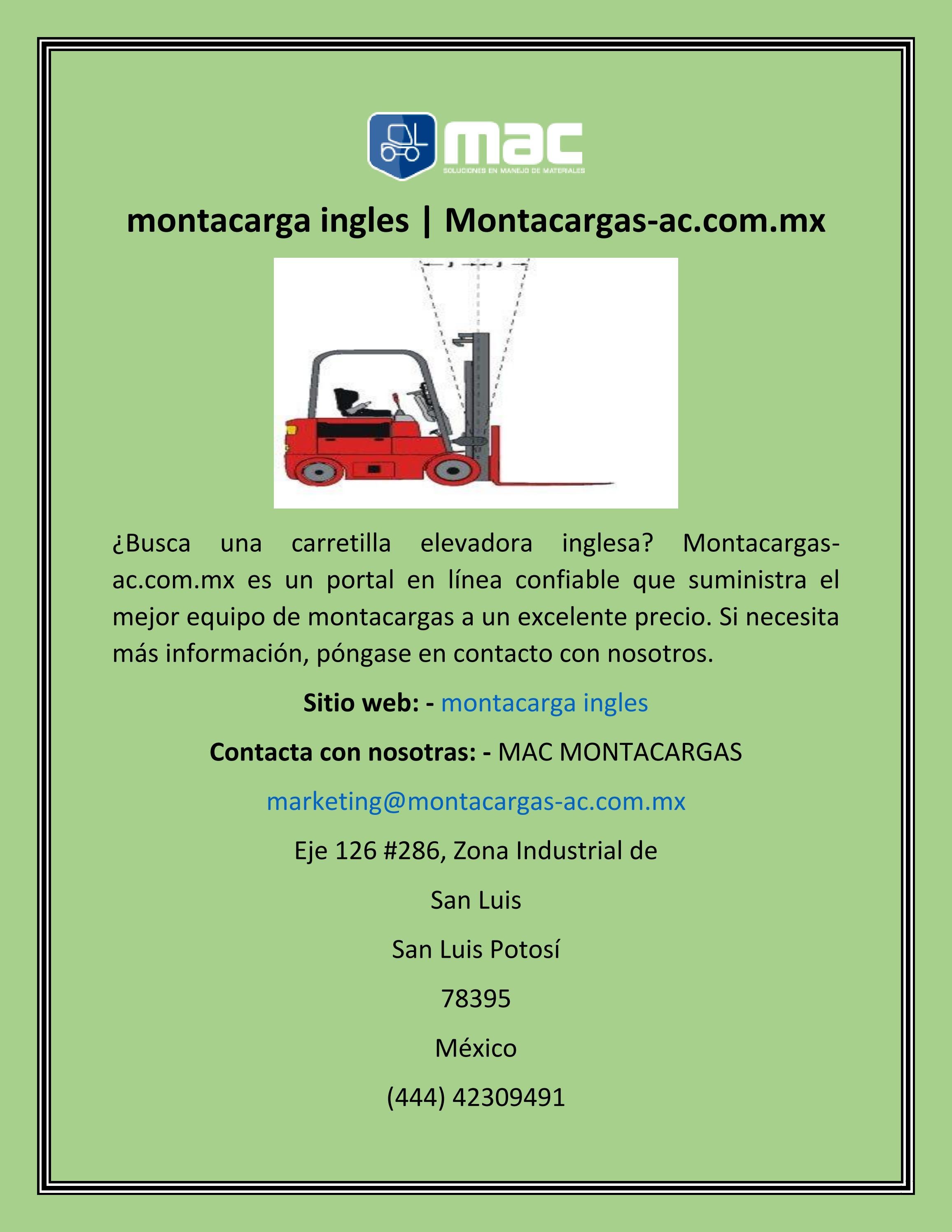 montacarga ingles by MAC MONTACARGAS Issuu