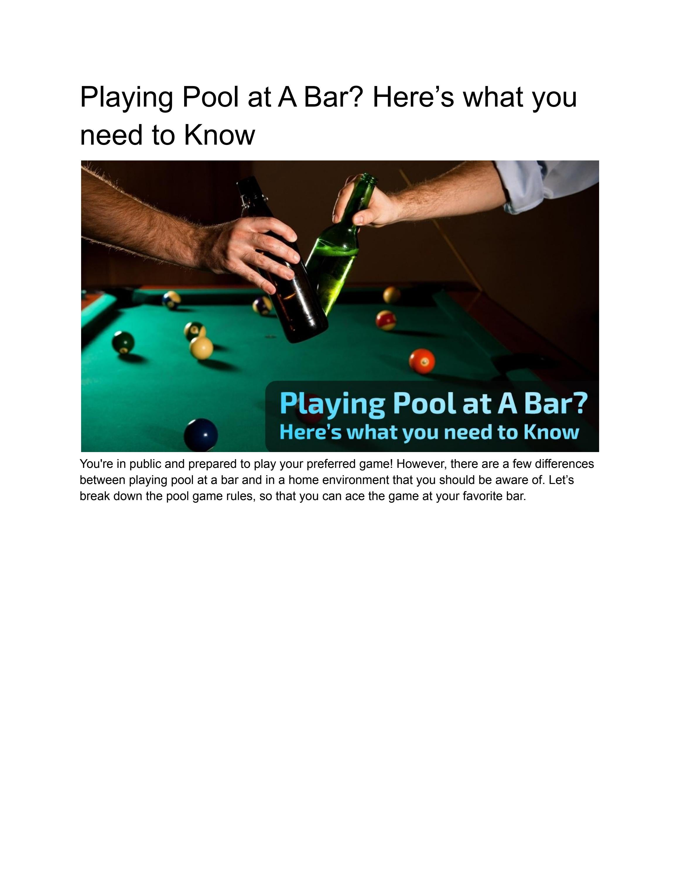 Playing Pool at A Bar? Here’s what you need to Know by 128th Sports Bar