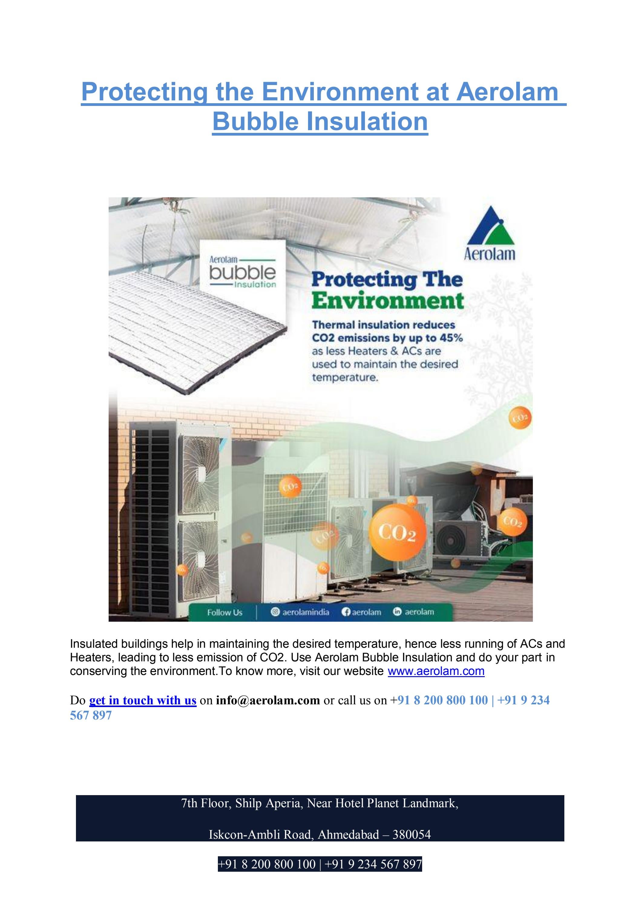 Protecting the Environment at Aerolam Bubble Insulation by Aerolam