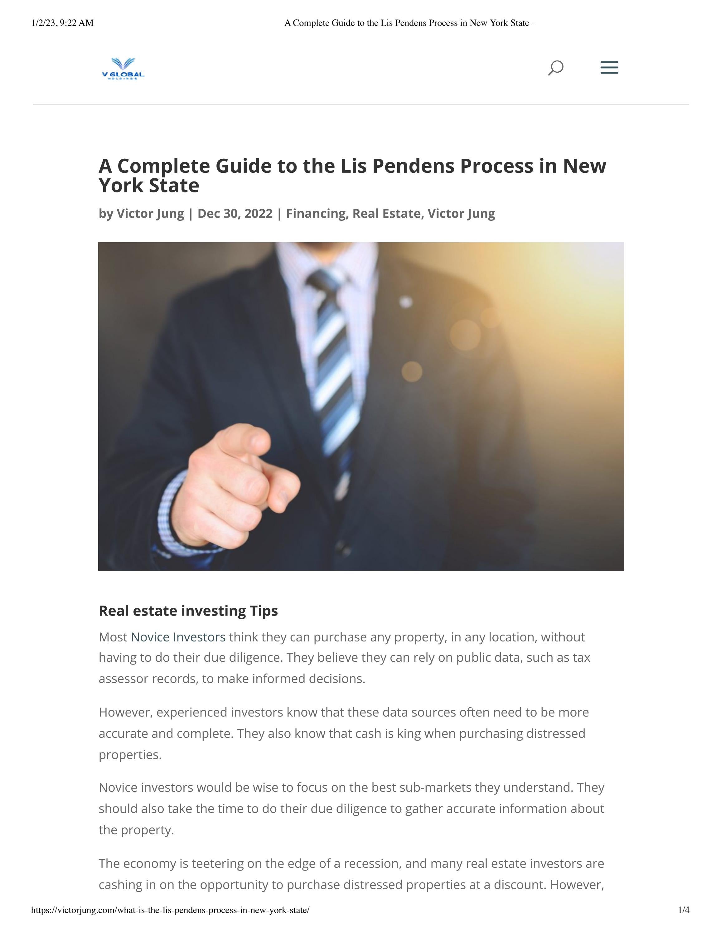 A Complete Guide to the Lis Pendens Process in New York State by Victor