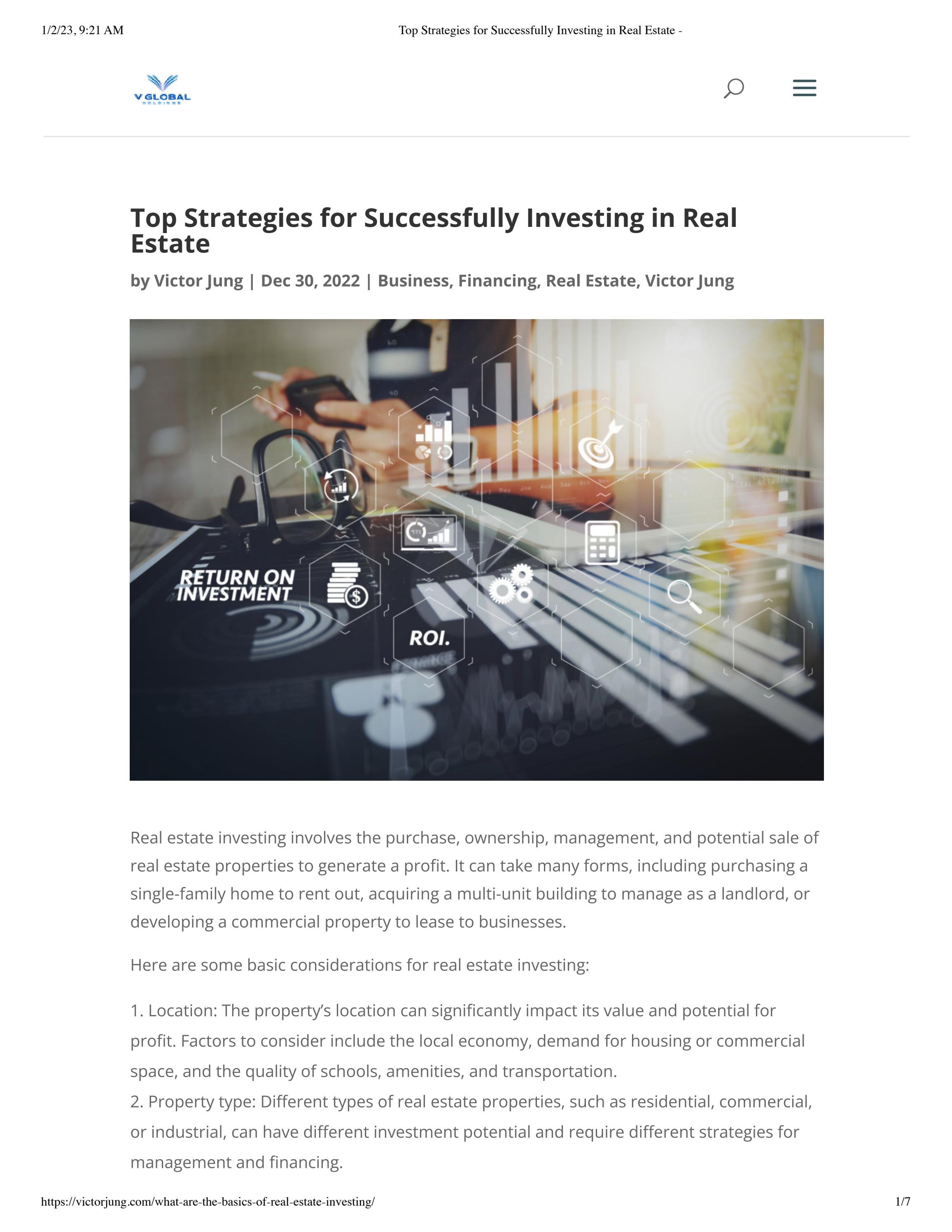 Top Strategies for Successfully Investing in Real Estate by Victor Jung