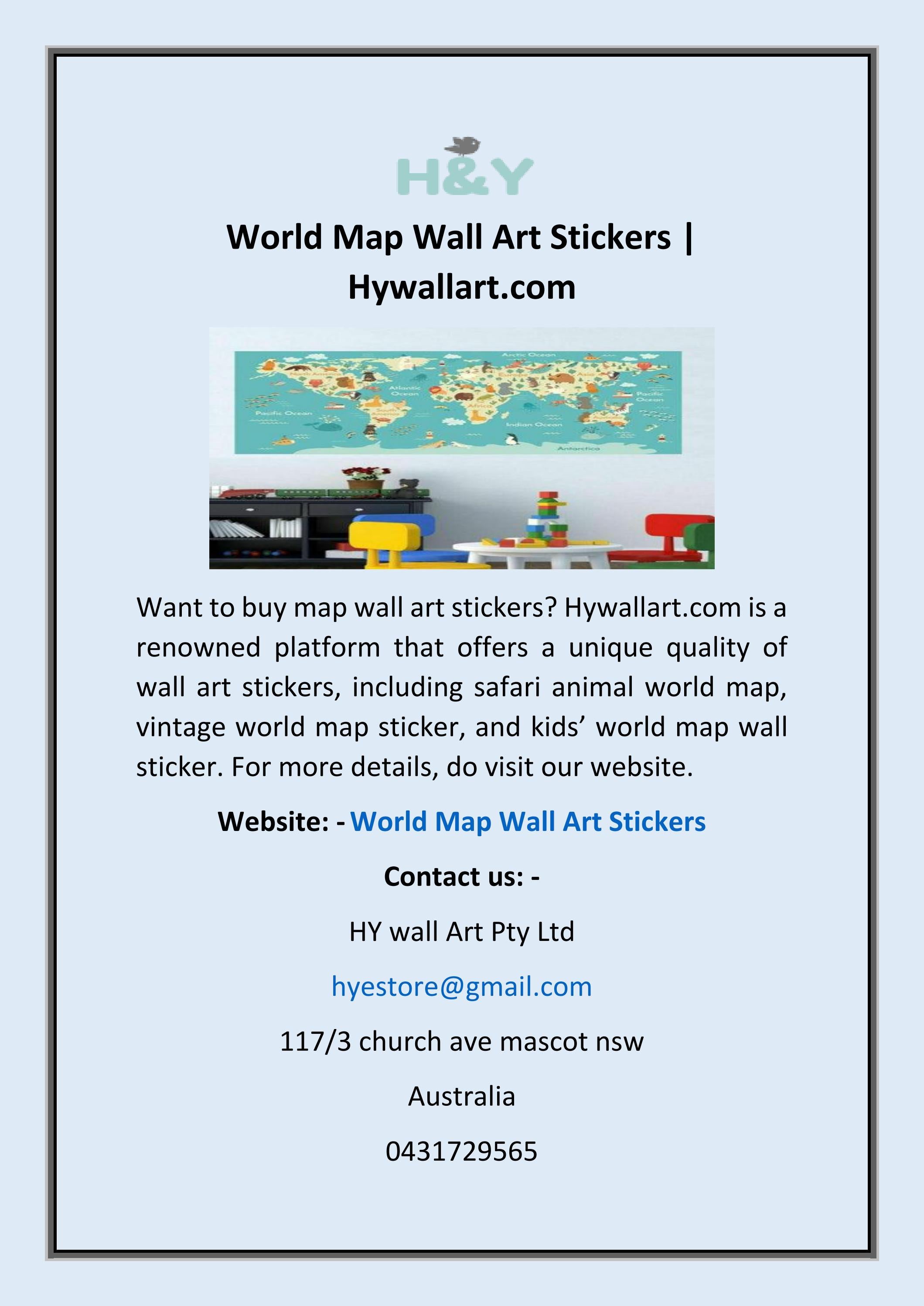 World Map Wall Art Stickers by HY wall Art Pty Ltd Issuu