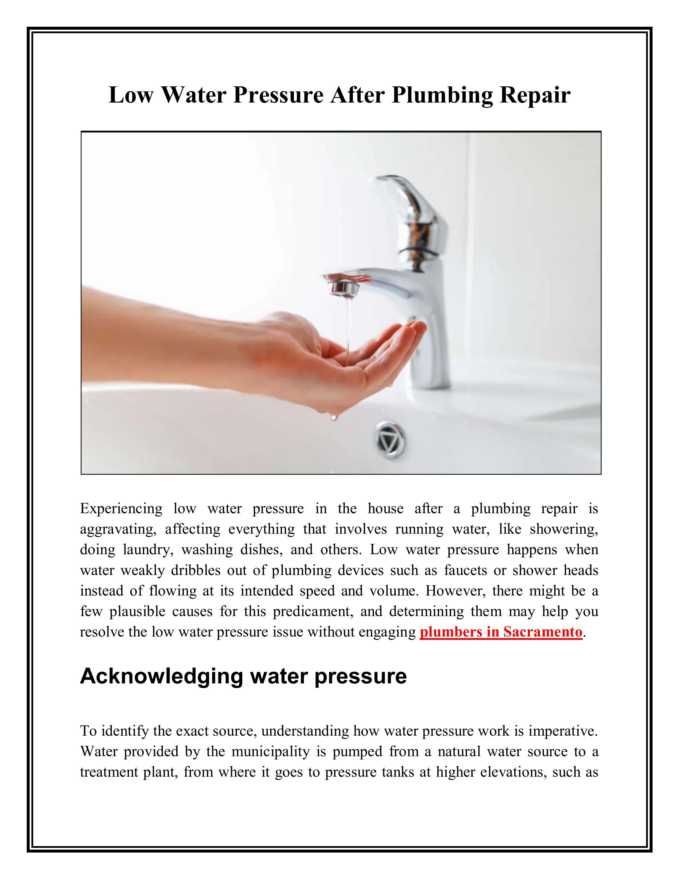 Low Water Pressure After Plumbing Repair by preferredplumbing1 Issuu