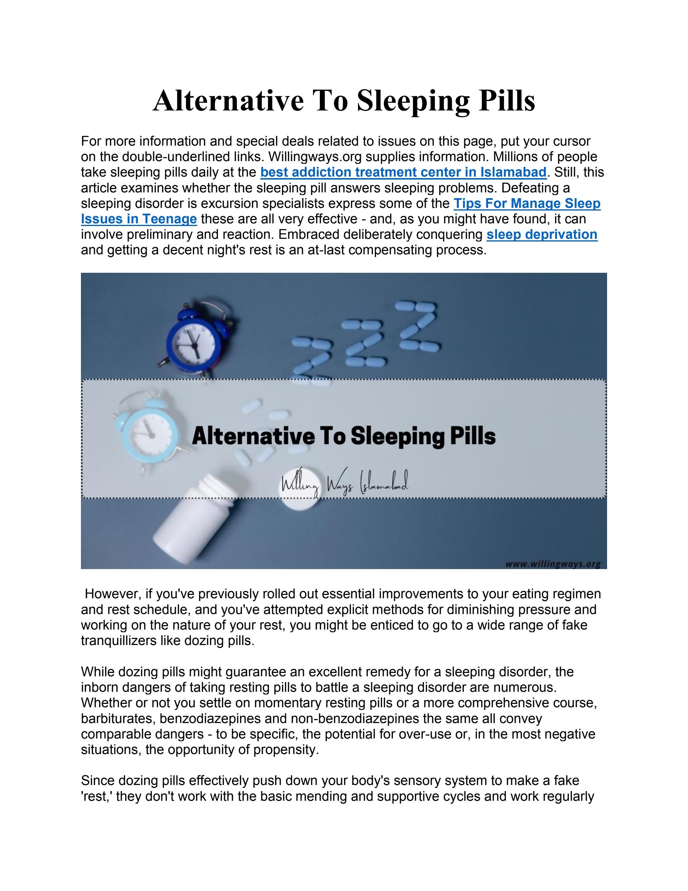 Alternative To Sleeping Pills by Sadaqat Clinic Issuu