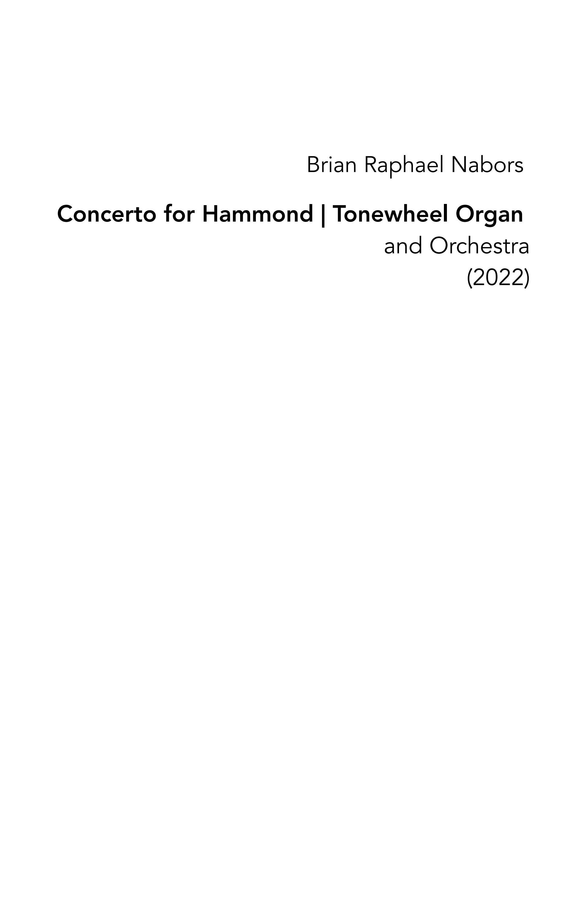 Concerto for Hammond Organ & Orchestra (2022) by Brian Raphael Nabors ...