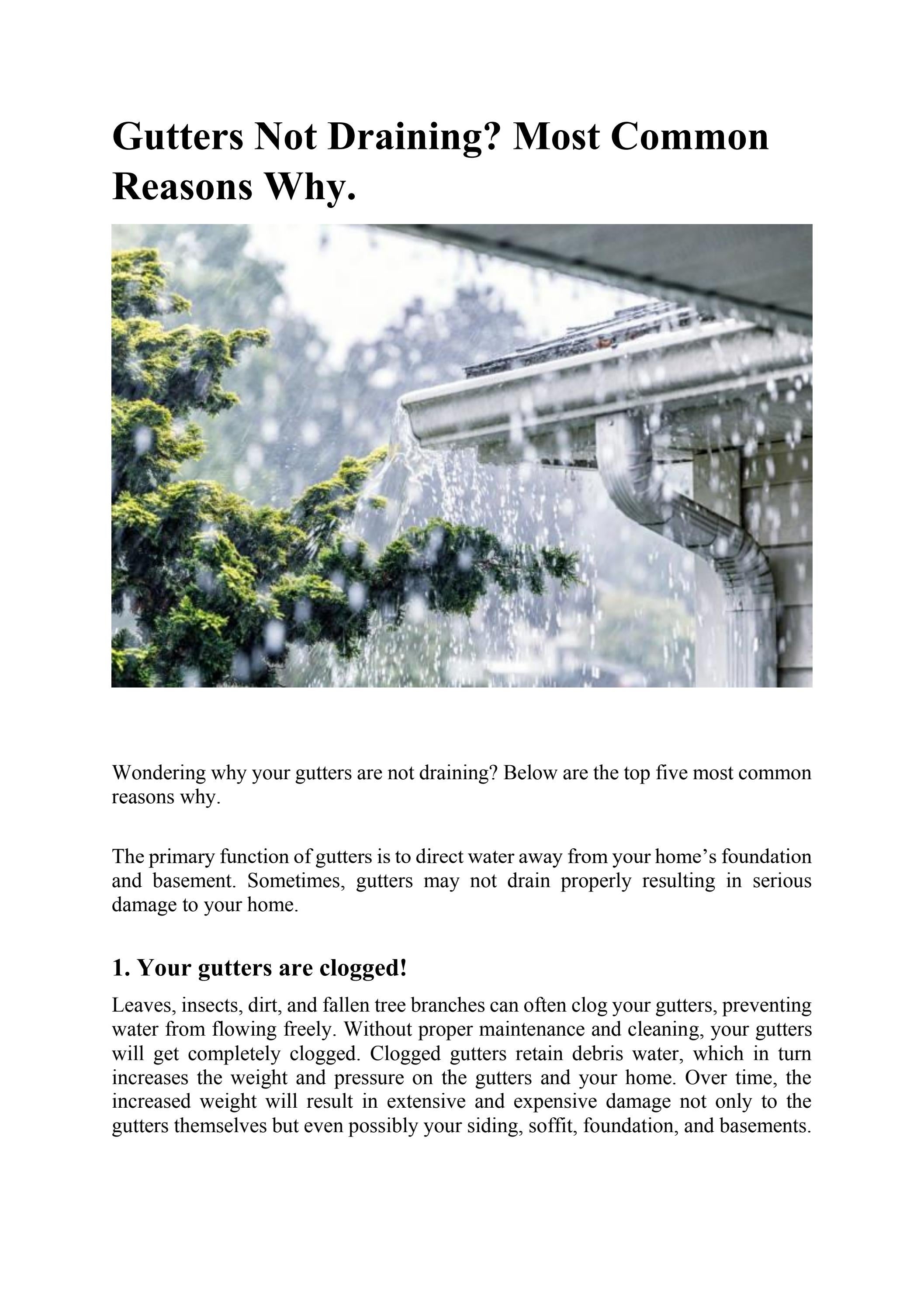 Gutters Not Draining? Most Common Reasons Why. by Royal Gutters Issuu