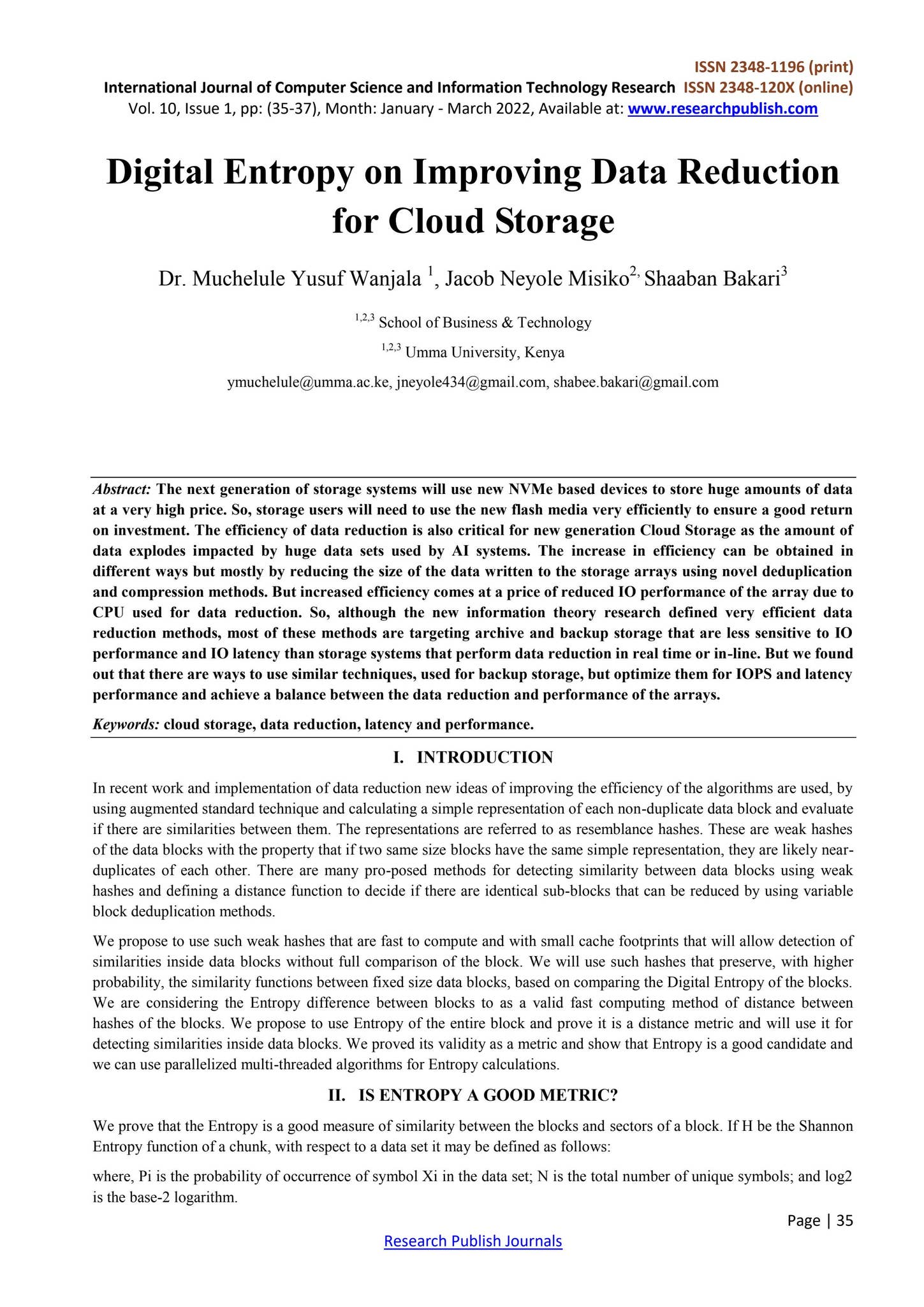 Digital Entropy on Improving Data Reduction for Cloud Storage by ...