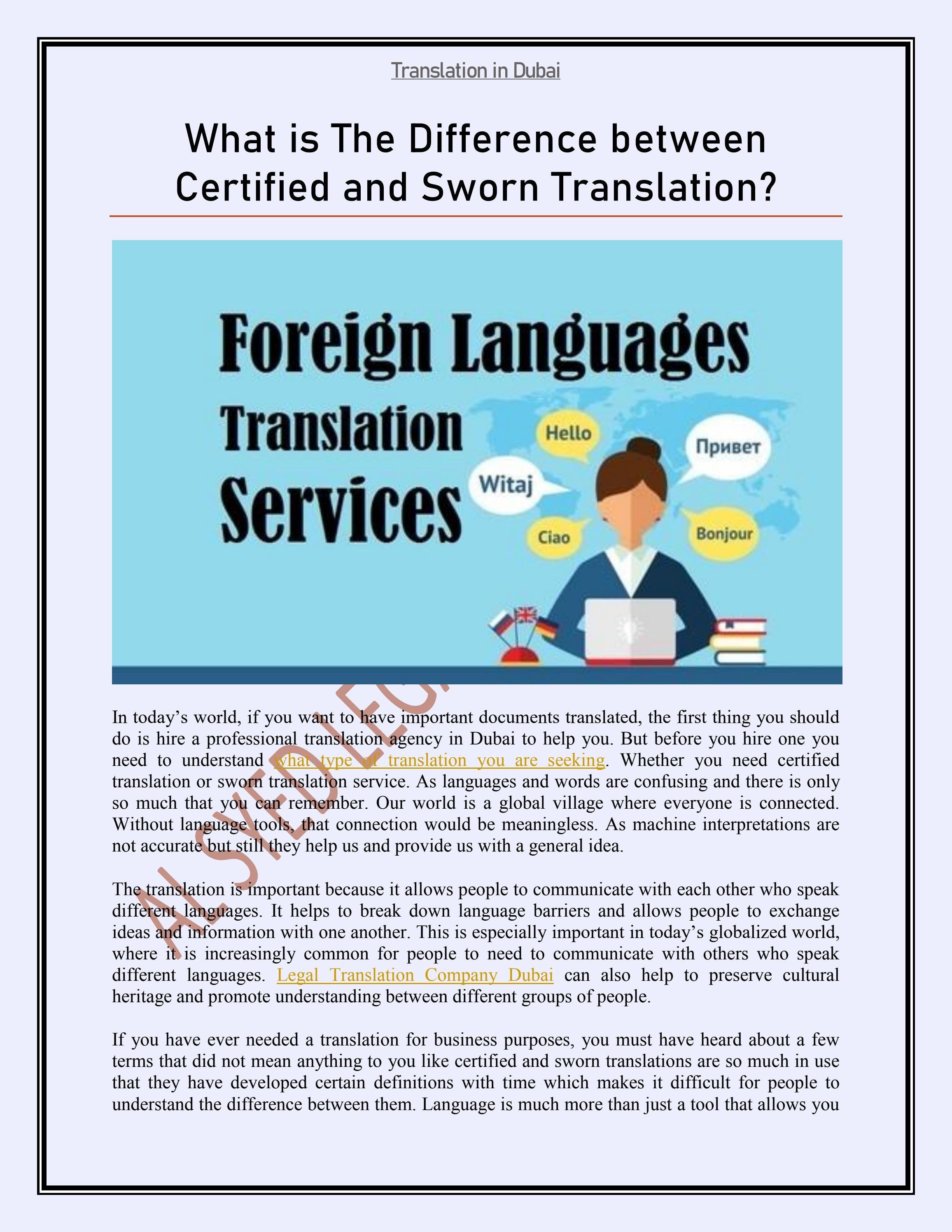 What is The Difference between Certified and Sworn Translation? by