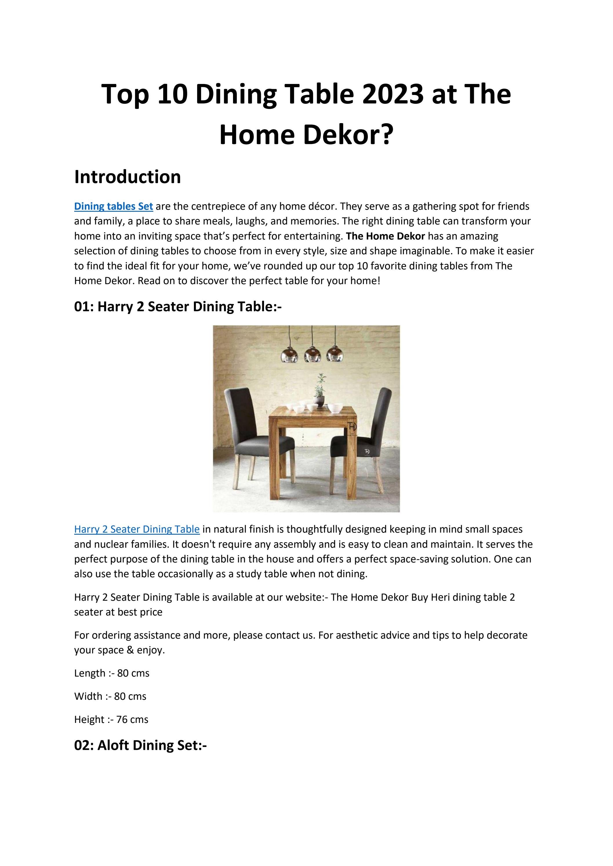 Top 10 Dining Table 2023 at The Home Dekor? by The Home Dekor - Issuu