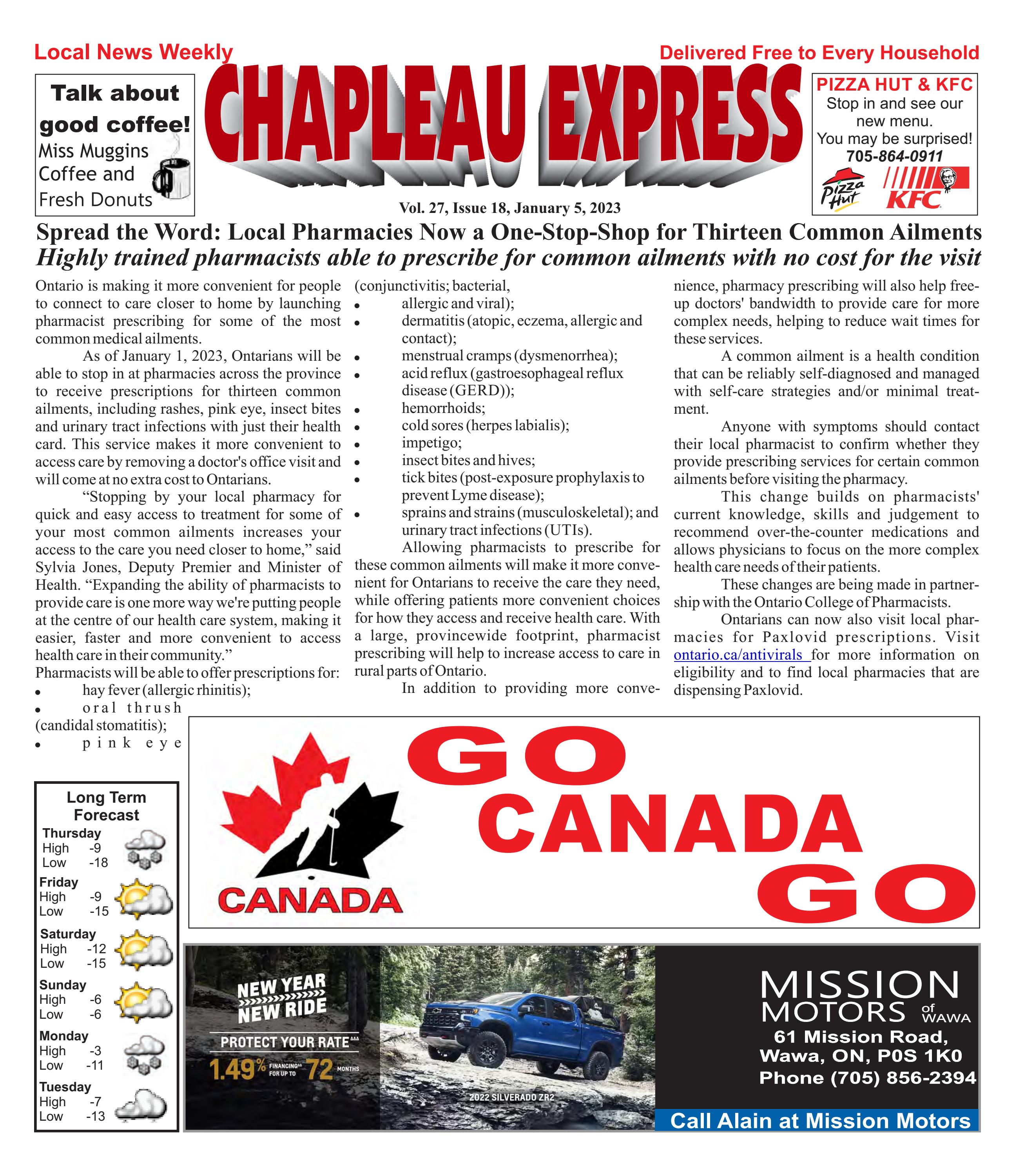 01052023 January 5 2023 by The Chapleau Express Issuu
