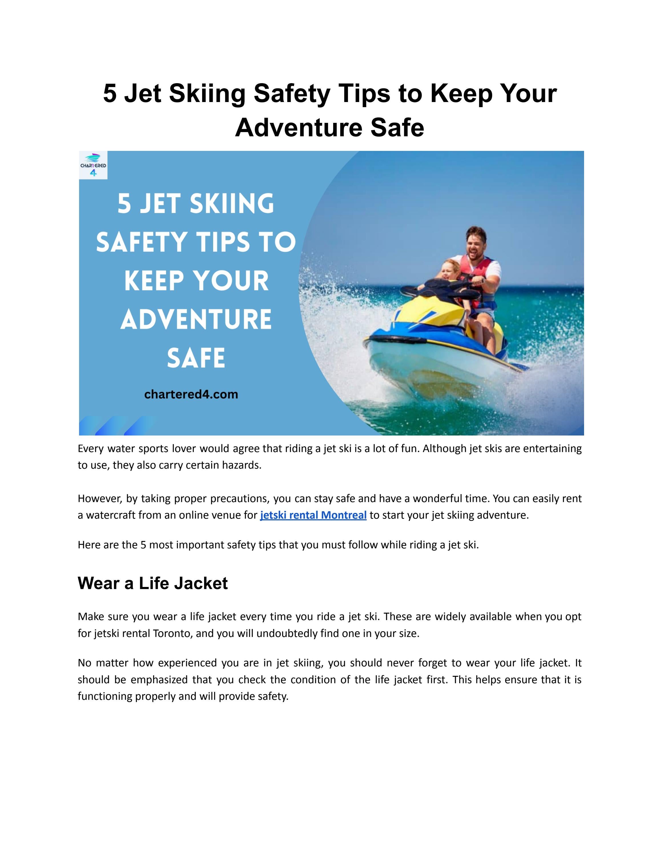 5 Jet Skiing Safety Tips to Keep Your Adventure Safe by Chartered4
