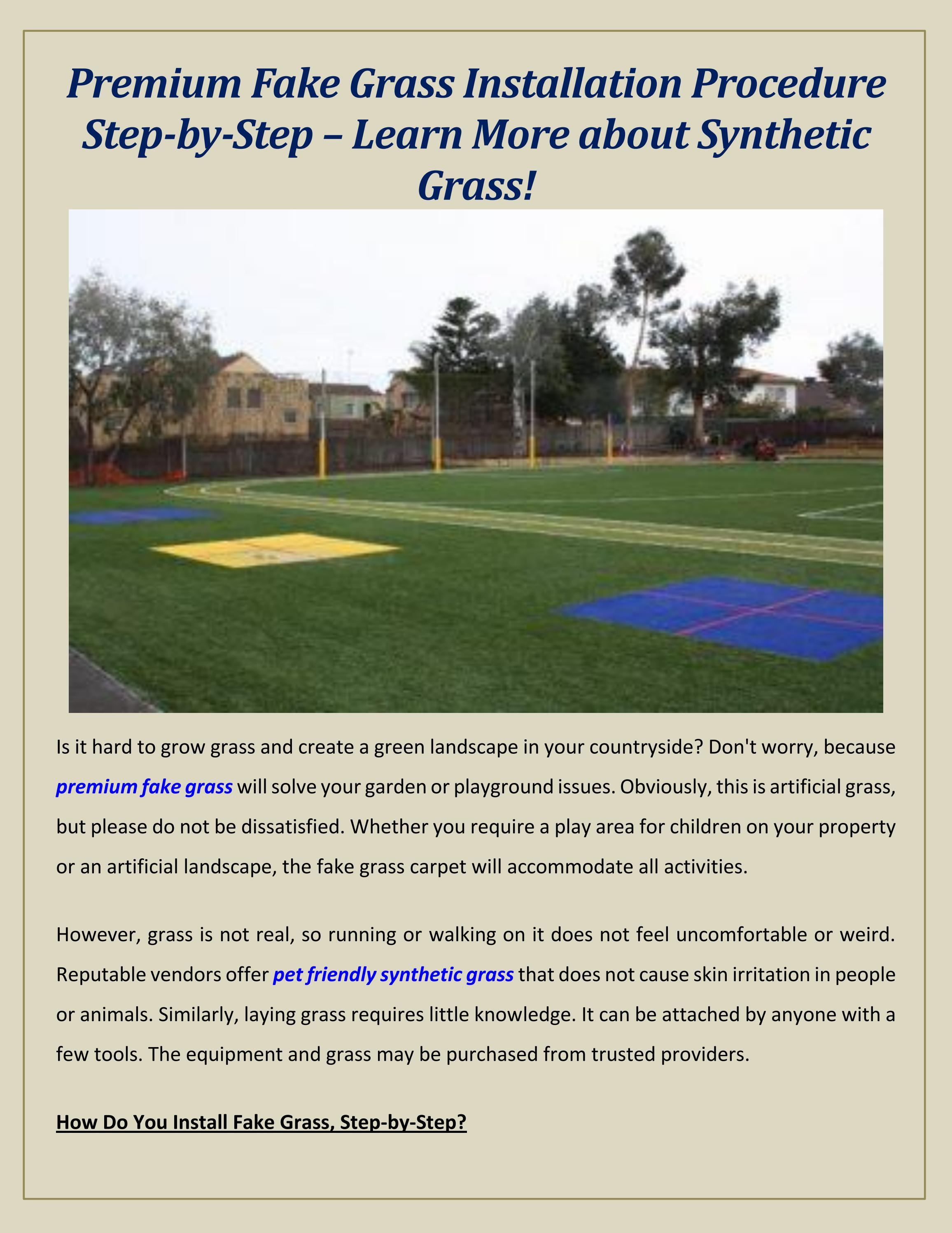 Premium Fake Grass Installation Procedure StepbyStep Learn More