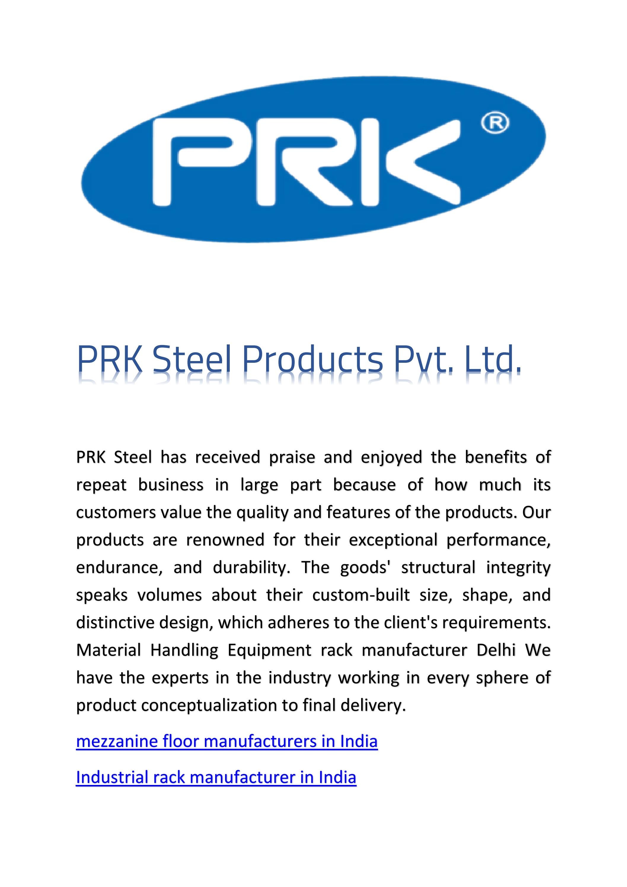PRK Steel Products Pvt. Ltd. by yashoda Issuu