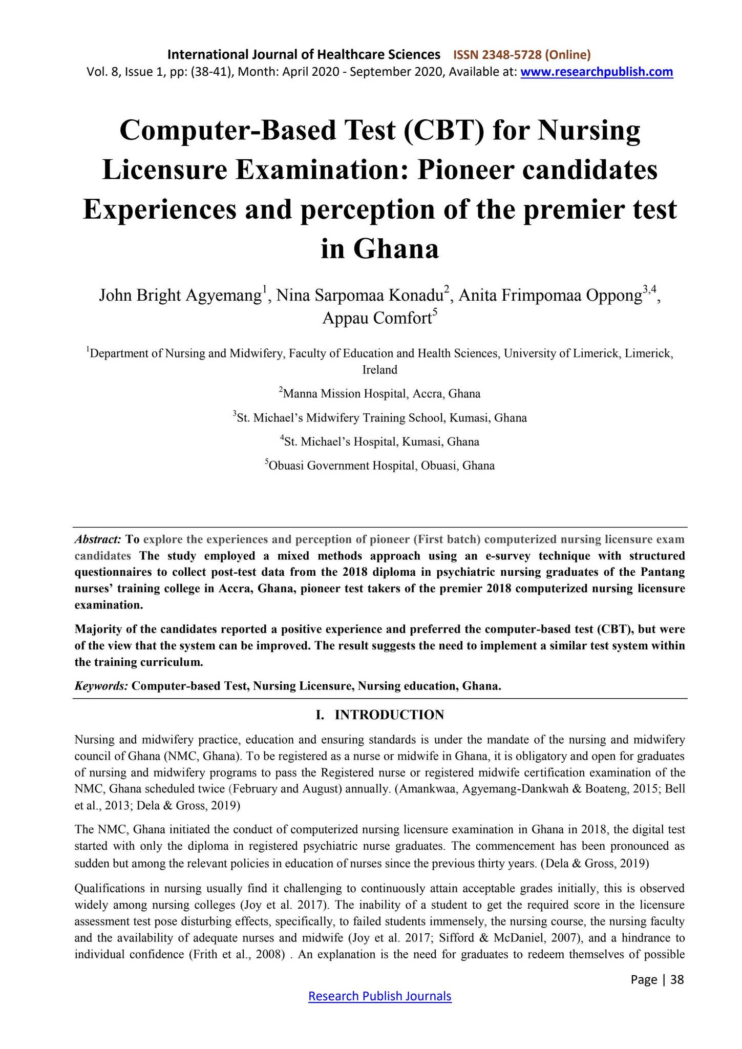Computer-Based Test (CBT) for Nursing Licensure Examination: Pioneer ...