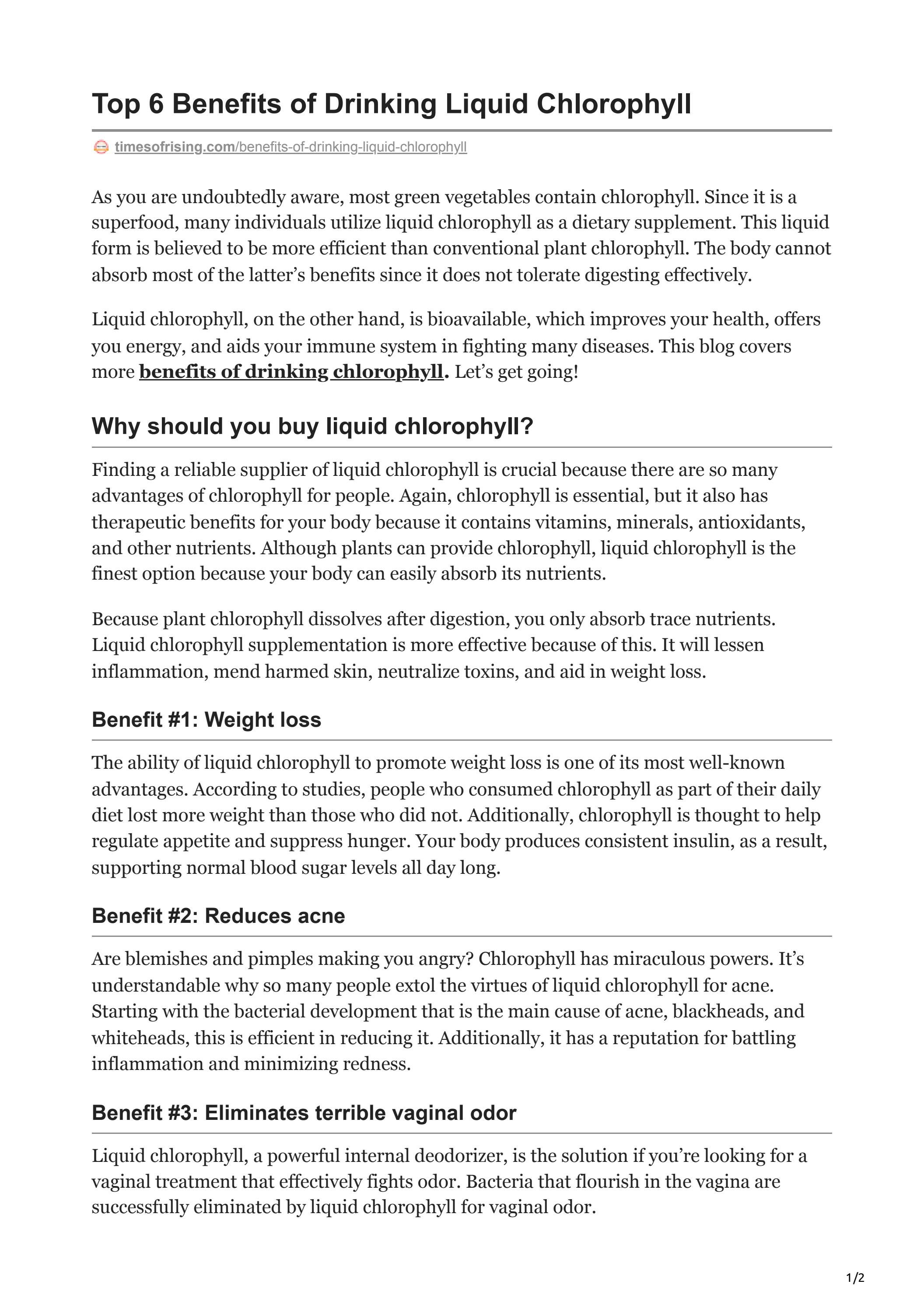 Top 6 Benefits of Drinking Liquid Chlorophyll by Chlorophyll Water Issuu