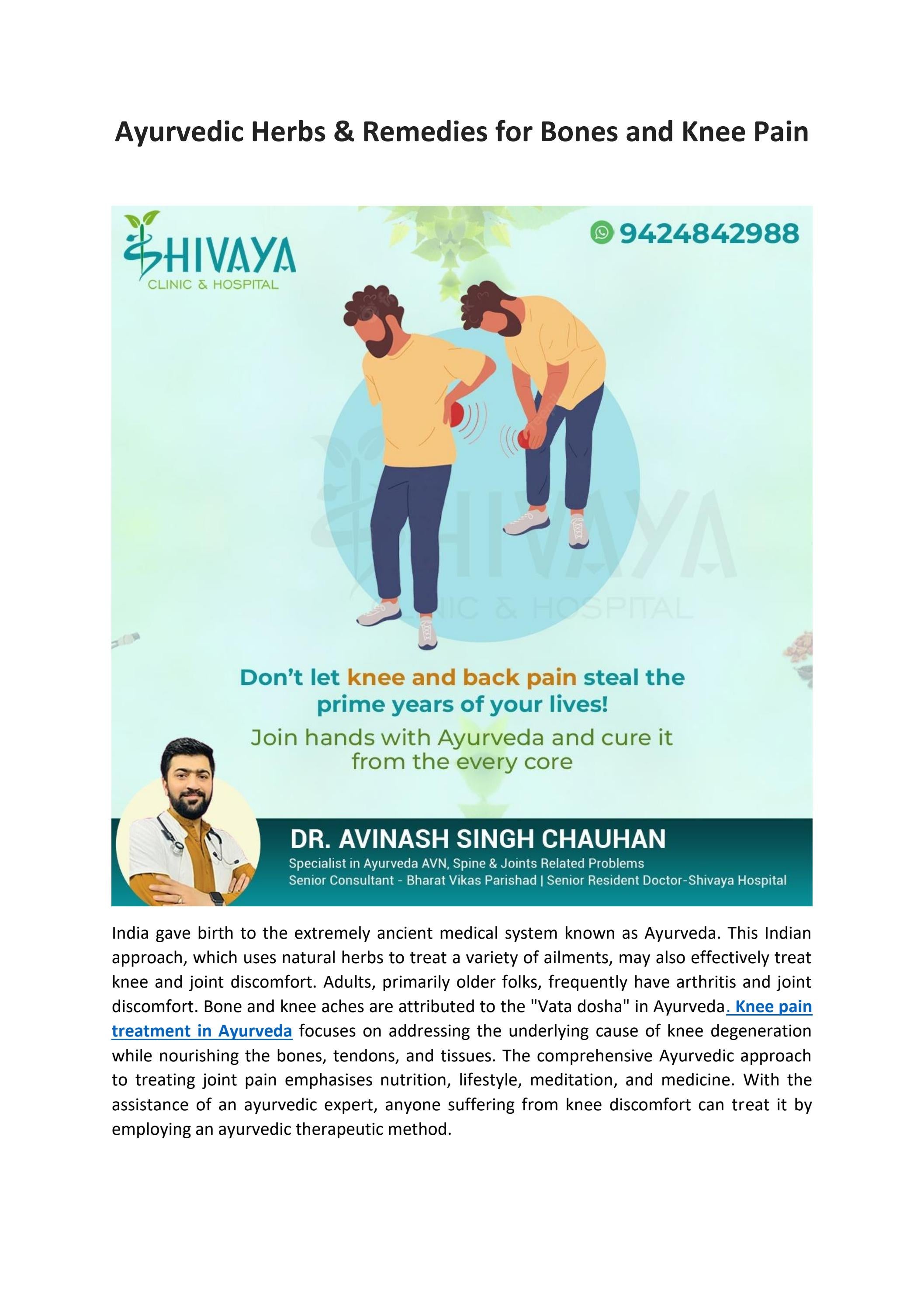 Ayurvedic Herbs & Remedies for Bones and Knee Pain by Saurabh ISOLS Issuu