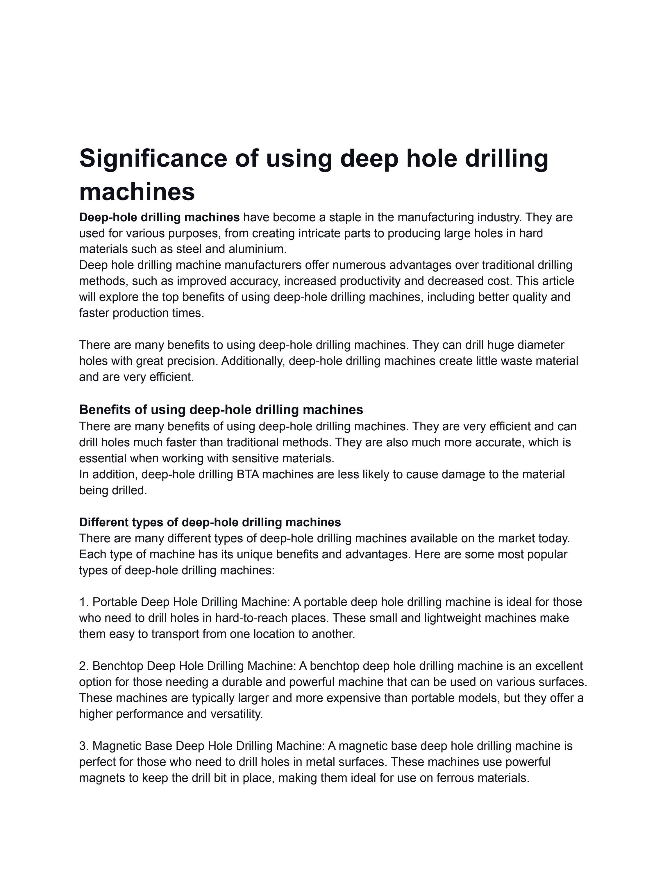 Significance of using deep hole drilling machines by Widmakenametal11