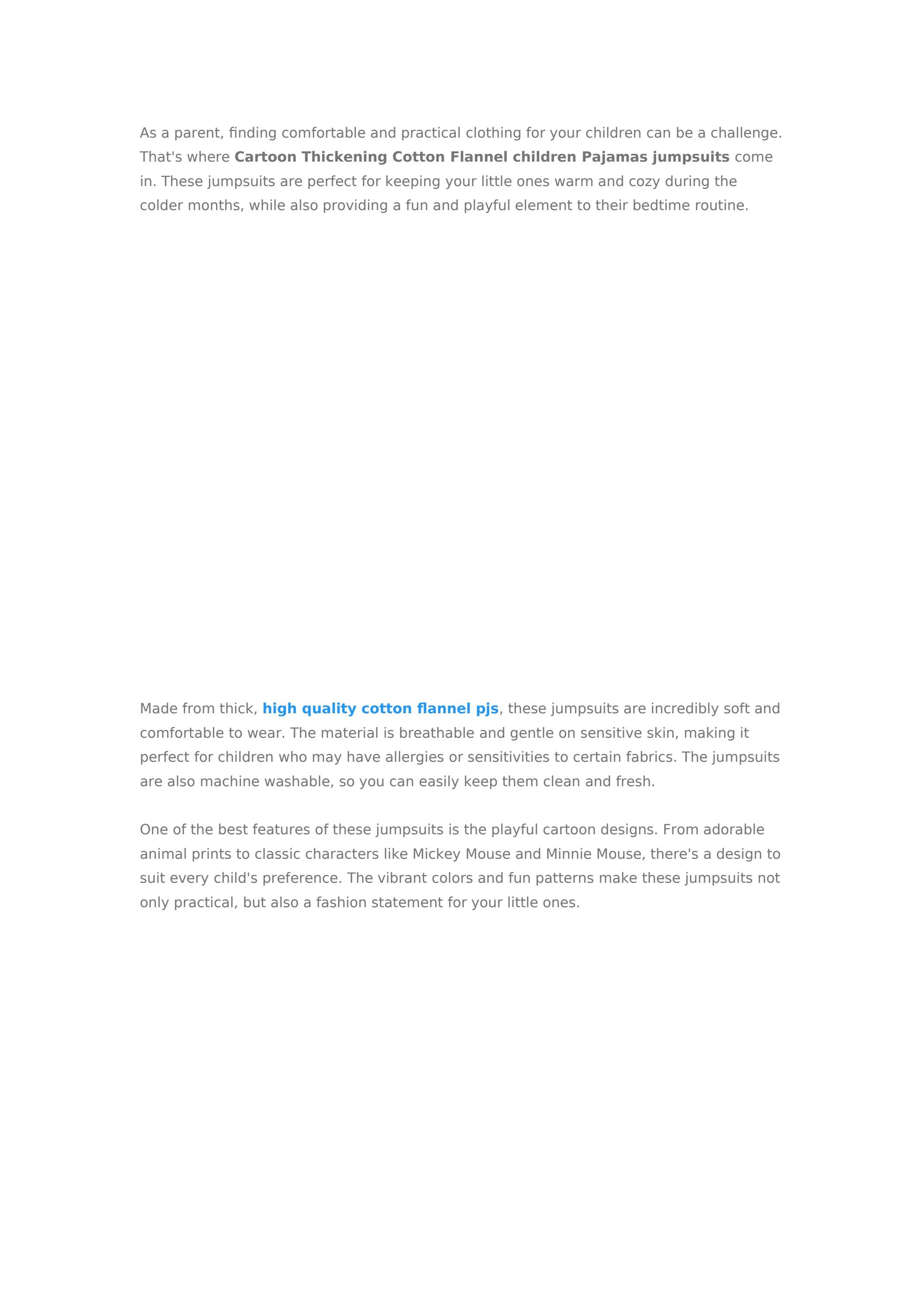 Cartoon Thickening Cotton Flannel Children Pajamas Jumpsuits by