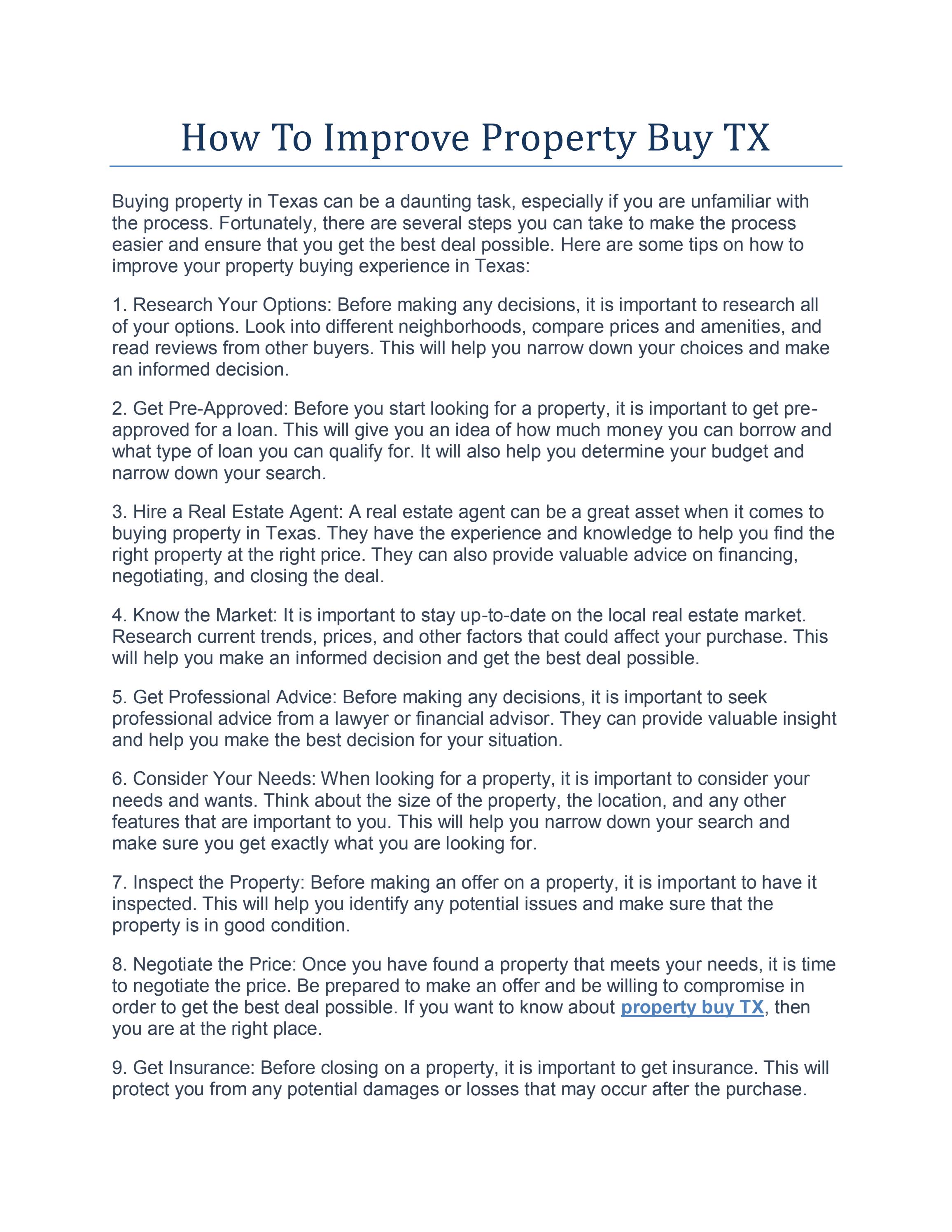 How To Improve Property Buy TX by charliesamuel Issuu