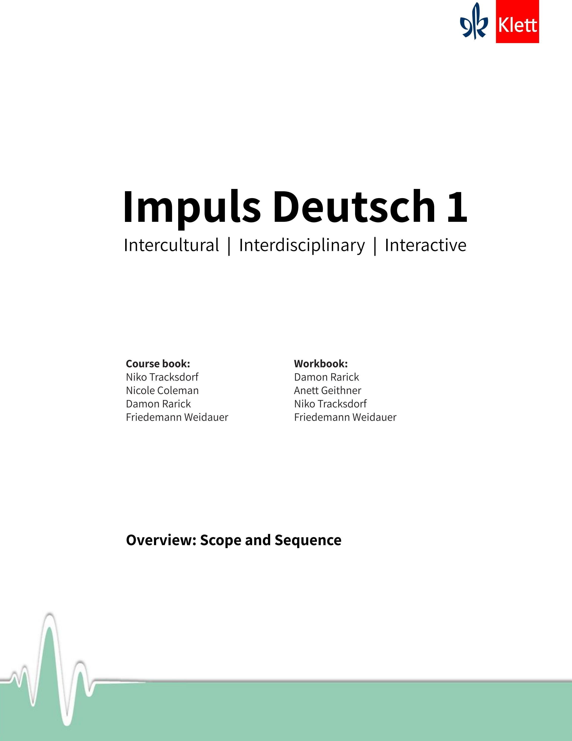 IMPULS DEUTSCH 1 Scope and Sequence by Klett World Languages