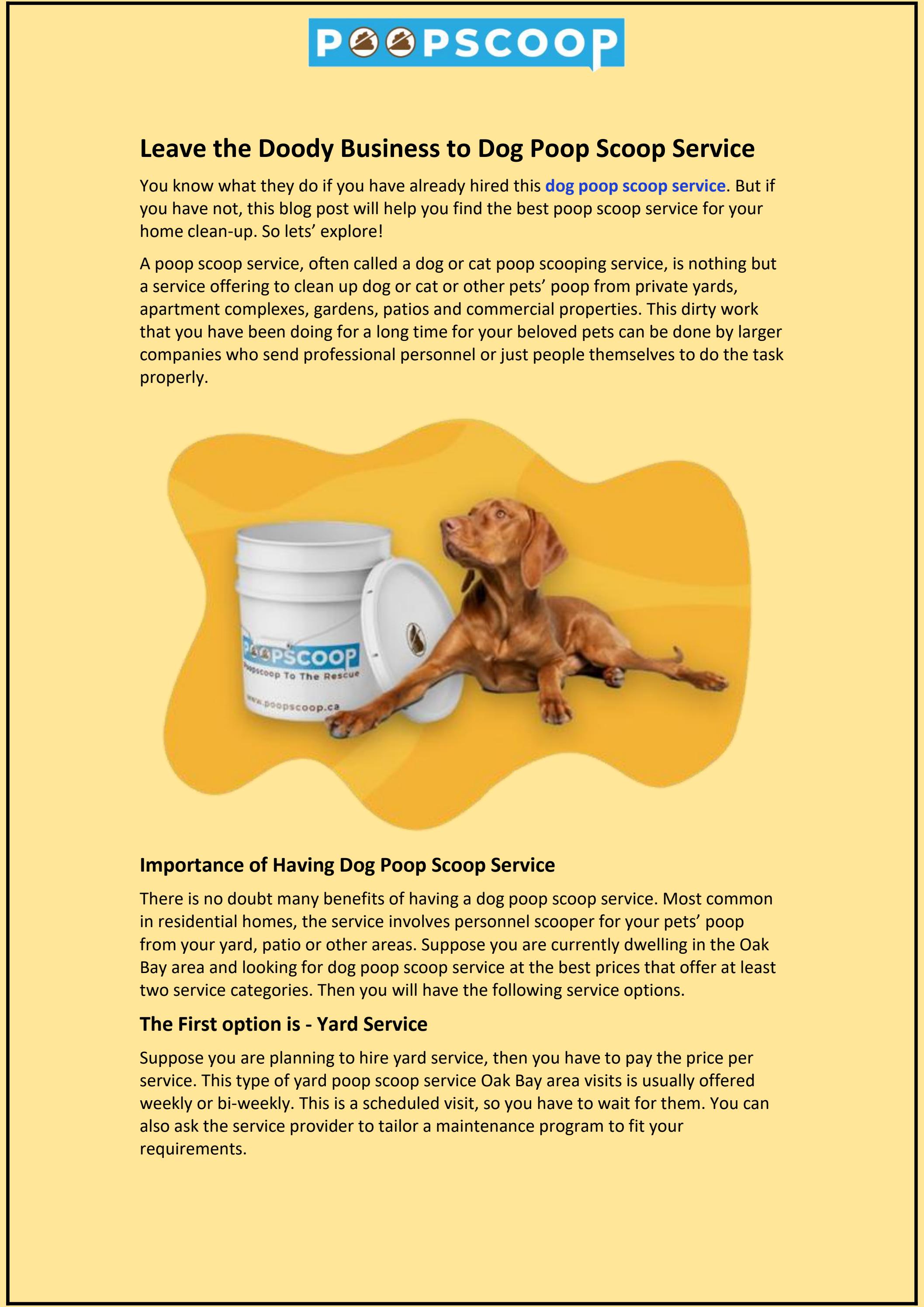 Leave the Doody Business to Dog Poop Scoop Service by Poop Scoop Issuu
